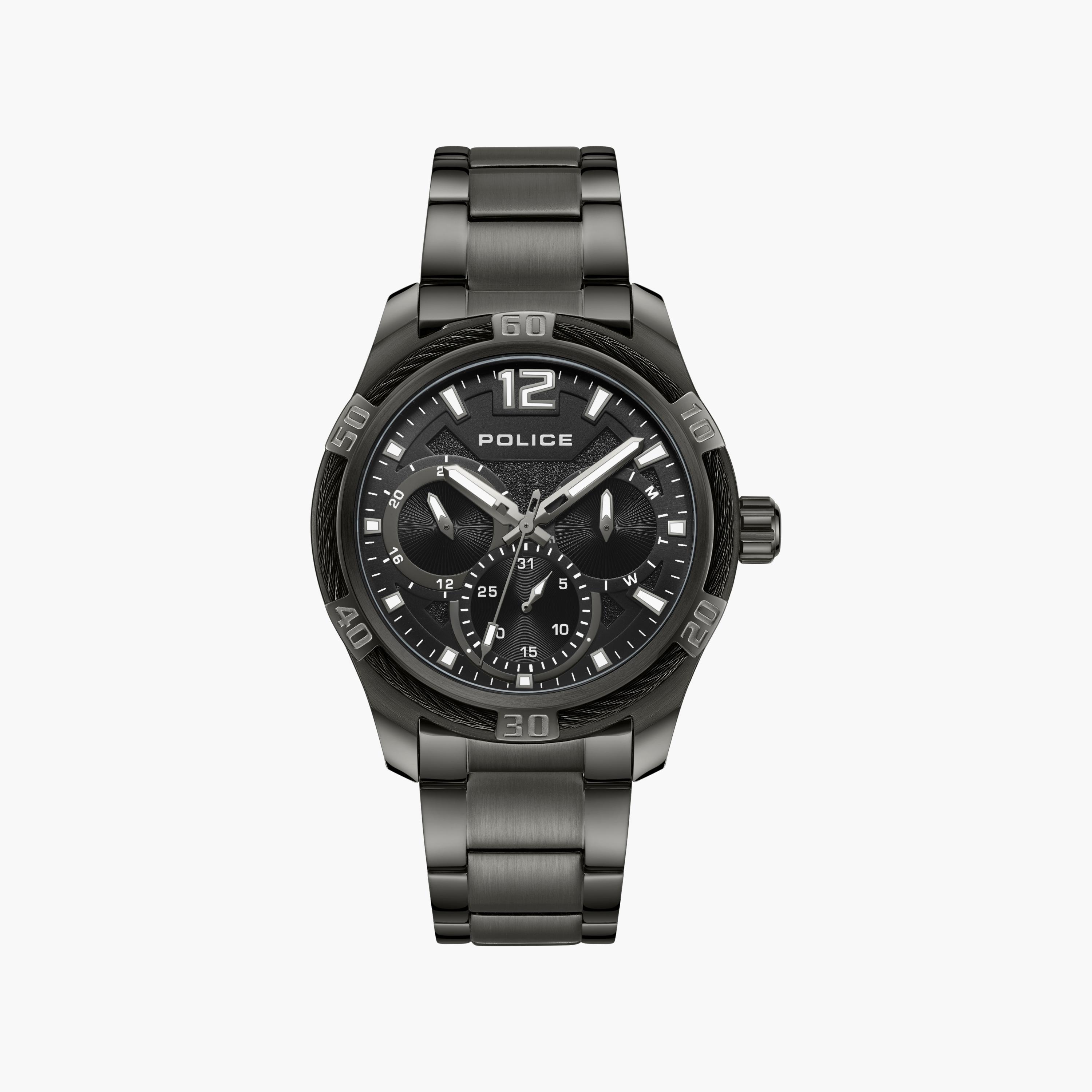 ساعة أنالوج سوداء بسوار ستانلس ستيل من بوليس للرجال | PEWJK0005302-men-watchesandjewellery-watches-image-1