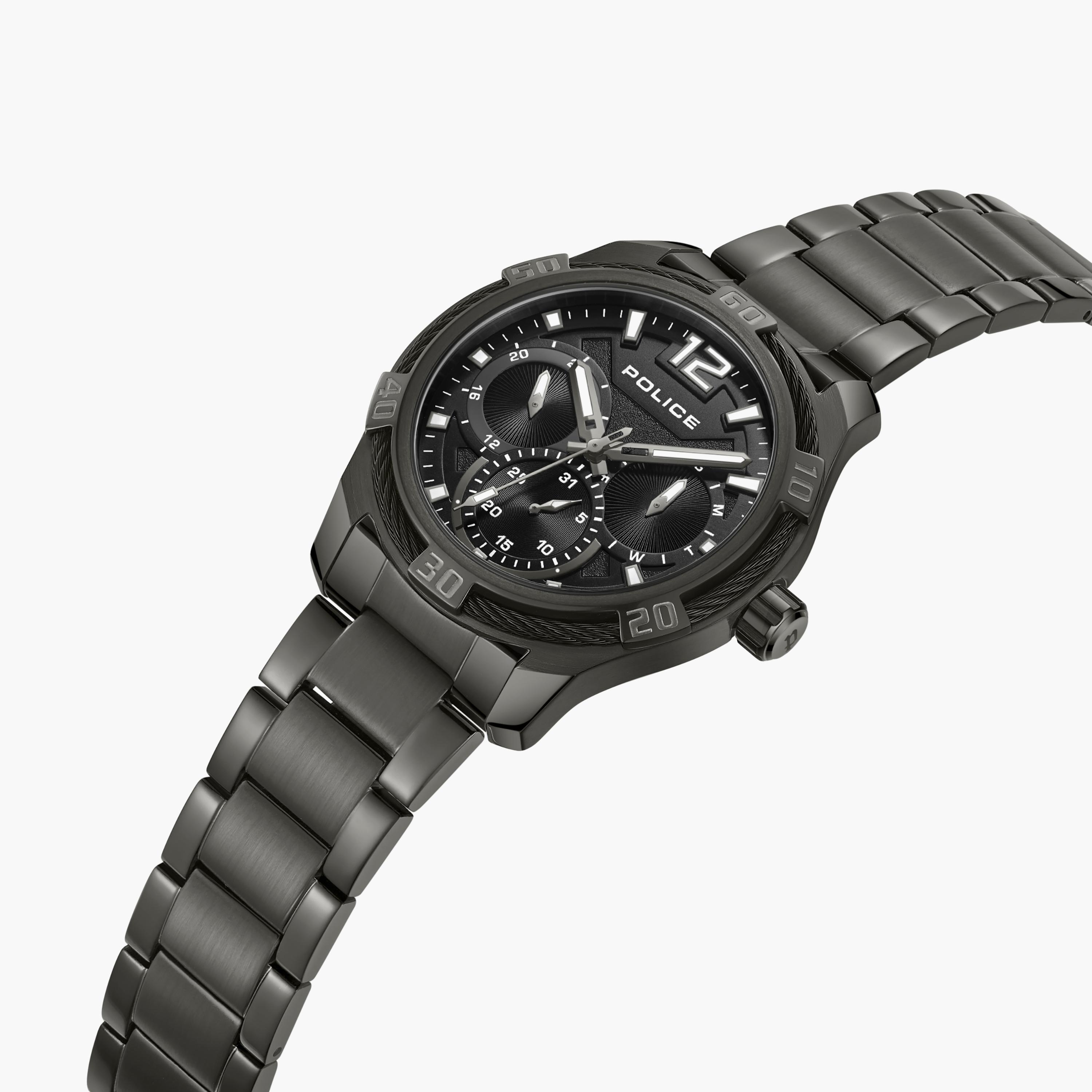 ساعة أنالوج سوداء بسوار ستانلس ستيل من بوليس للرجال | PEWJK0005302-men-watchesandjewellery-watches-image-2