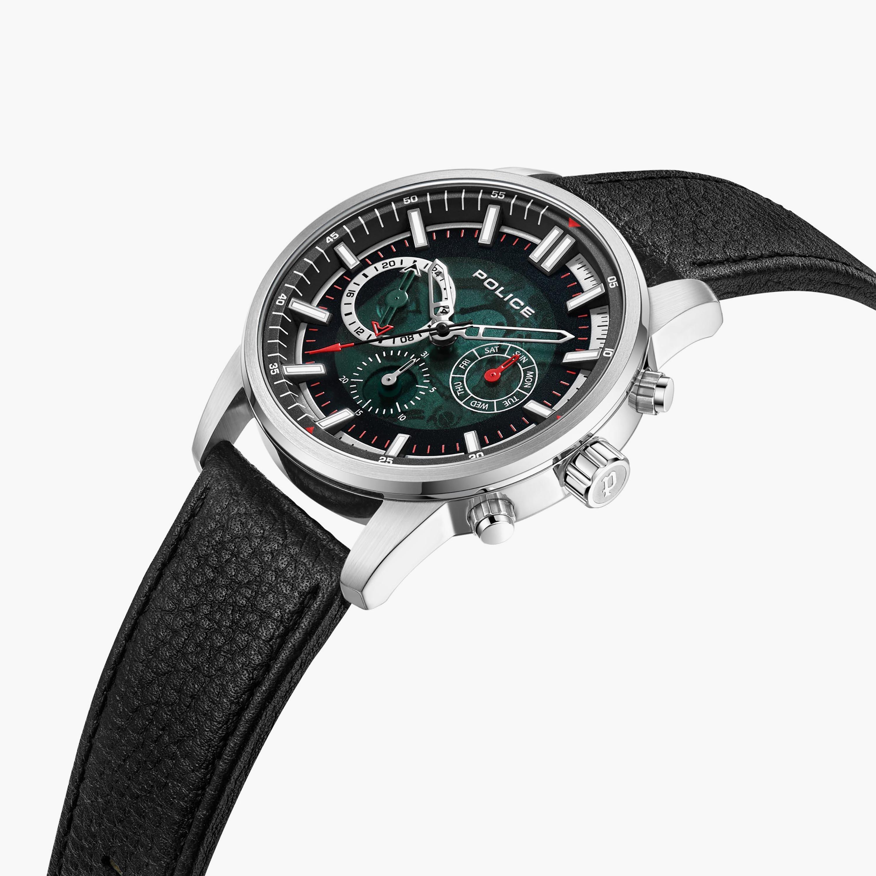 ساعة بوليس للرجال ذات كرونوغراف بسوار من الجلد باللون الاسود | PEWJF2227001-men-watchesandjewellery-watches-image-2