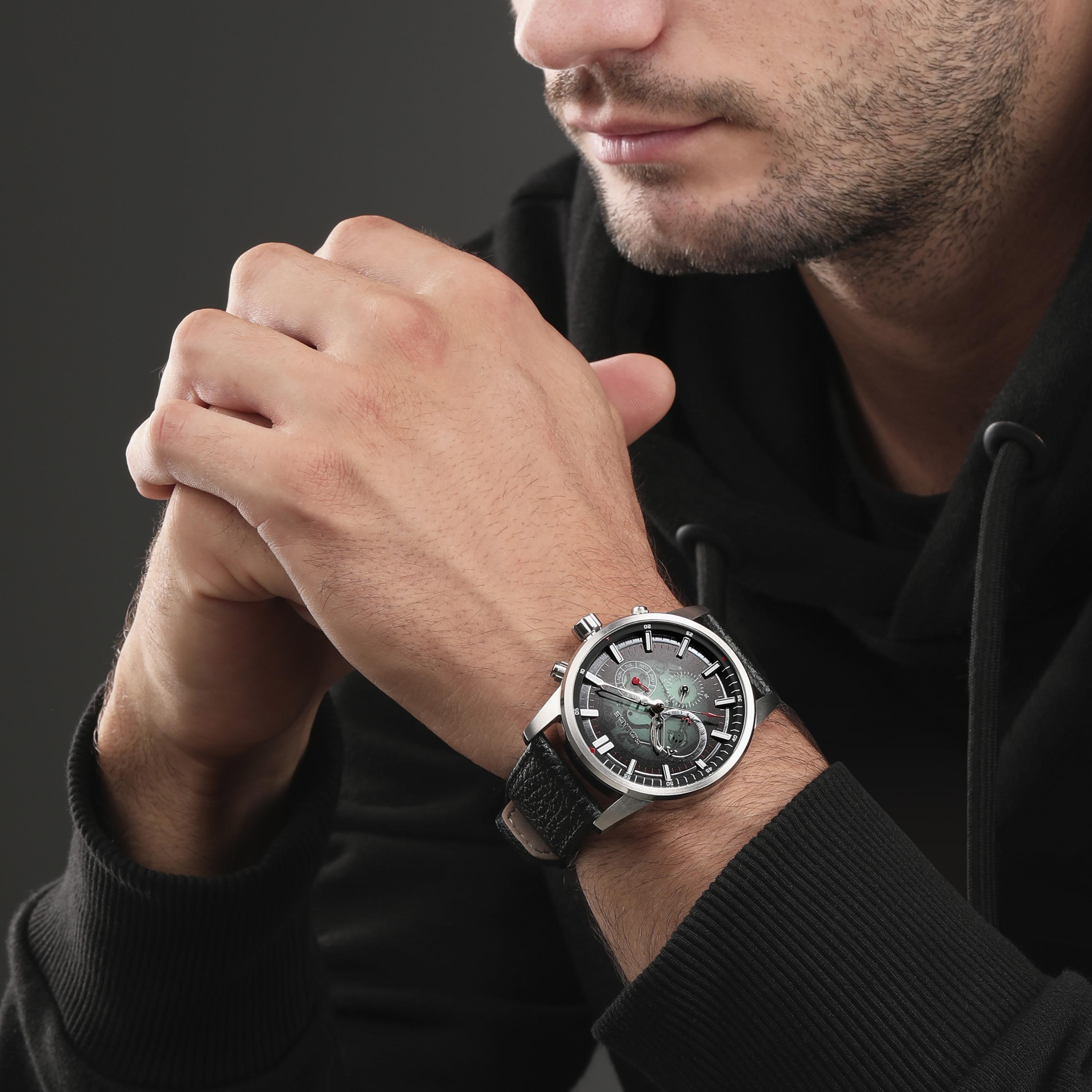 ساعة بوليس للرجال ذات كرونوغراف بسوار من الجلد باللون الاسود | PEWJF2227001-men-watchesandjewellery-watches-image-4