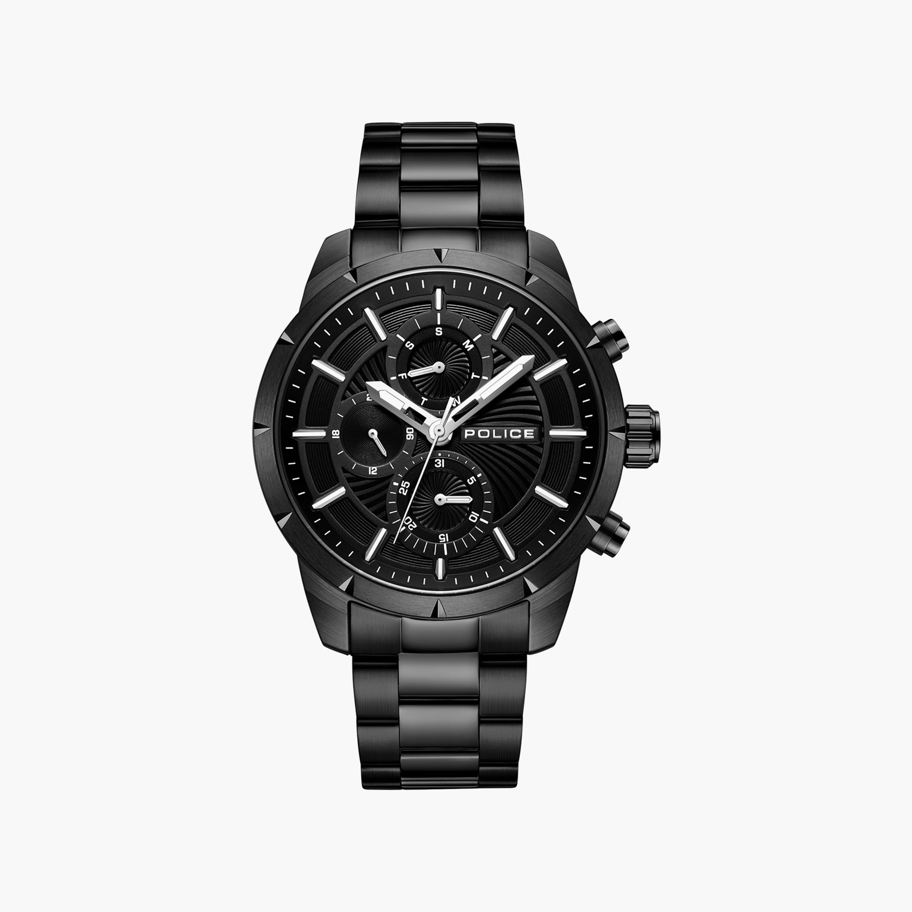 ساعة كرونوغراف سوداء بسوار ستانلس ستيل من بوليس للرجال | PEWJK2227107-men-watchesandjewellery-watches-image-1