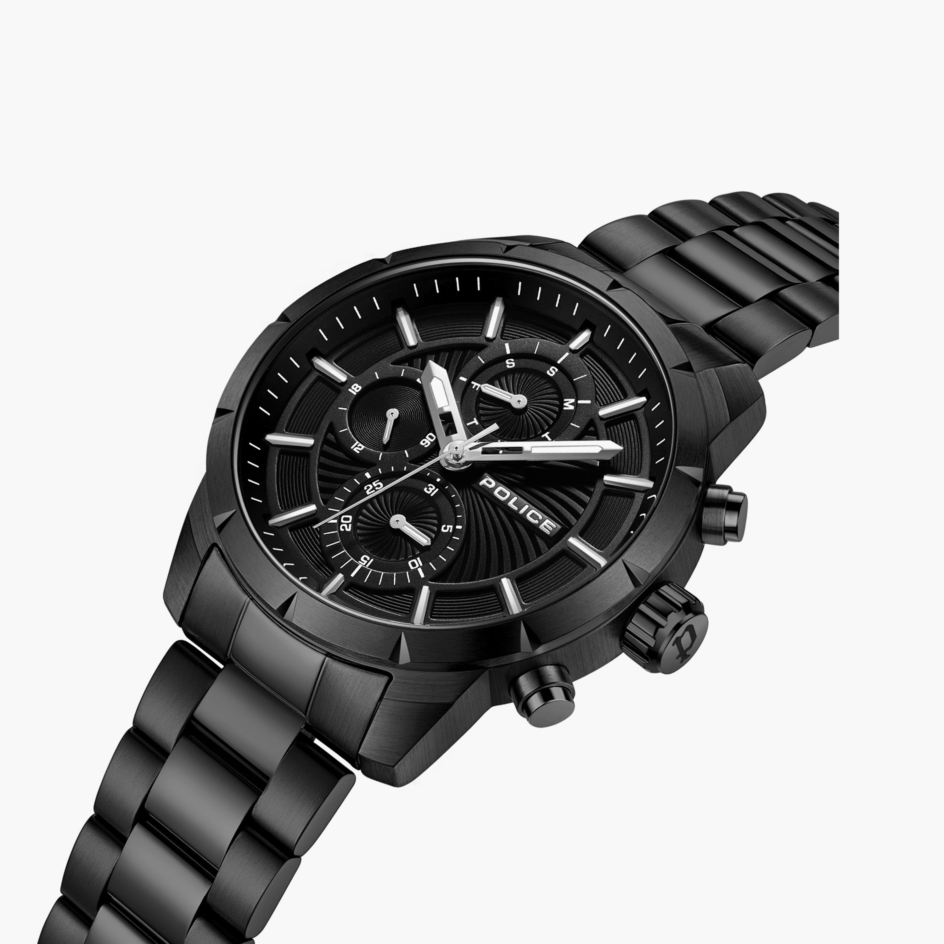 ساعة كرونوغراف سوداء بسوار ستانلس ستيل من بوليس للرجال | PEWJK2227107-men-watchesandjewellery-watches-image-2