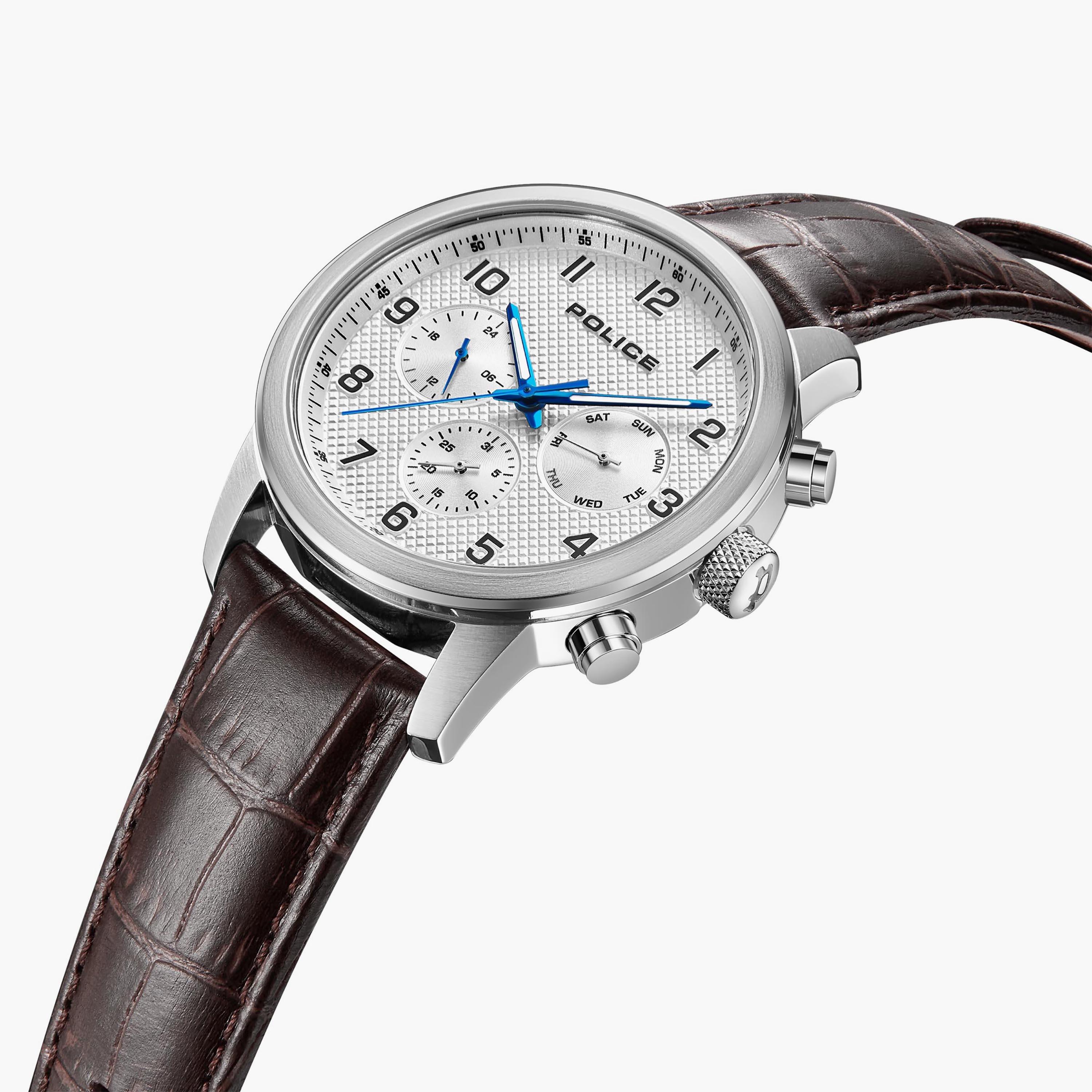 Police Men's Brown Chronograph Leather Strap Watch | PEWJK2228201-men-watchesandjewellery-watches-image-2