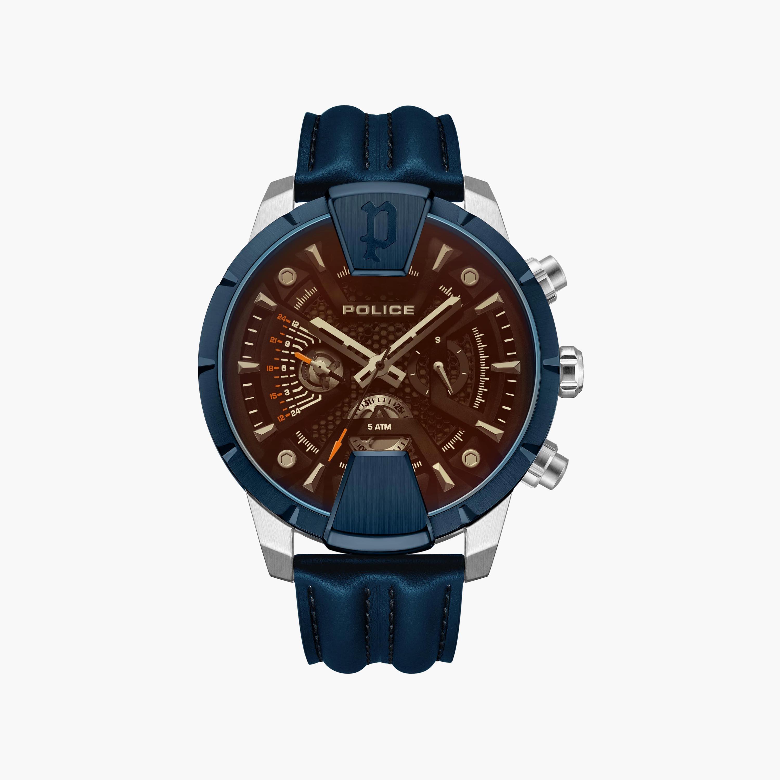 ساعة بوليس للرجال ذات كرونوغراف بسوار من الجلد باللون الازرق | PEWJF2203740-men-watchesandjewellery-watches-image-1