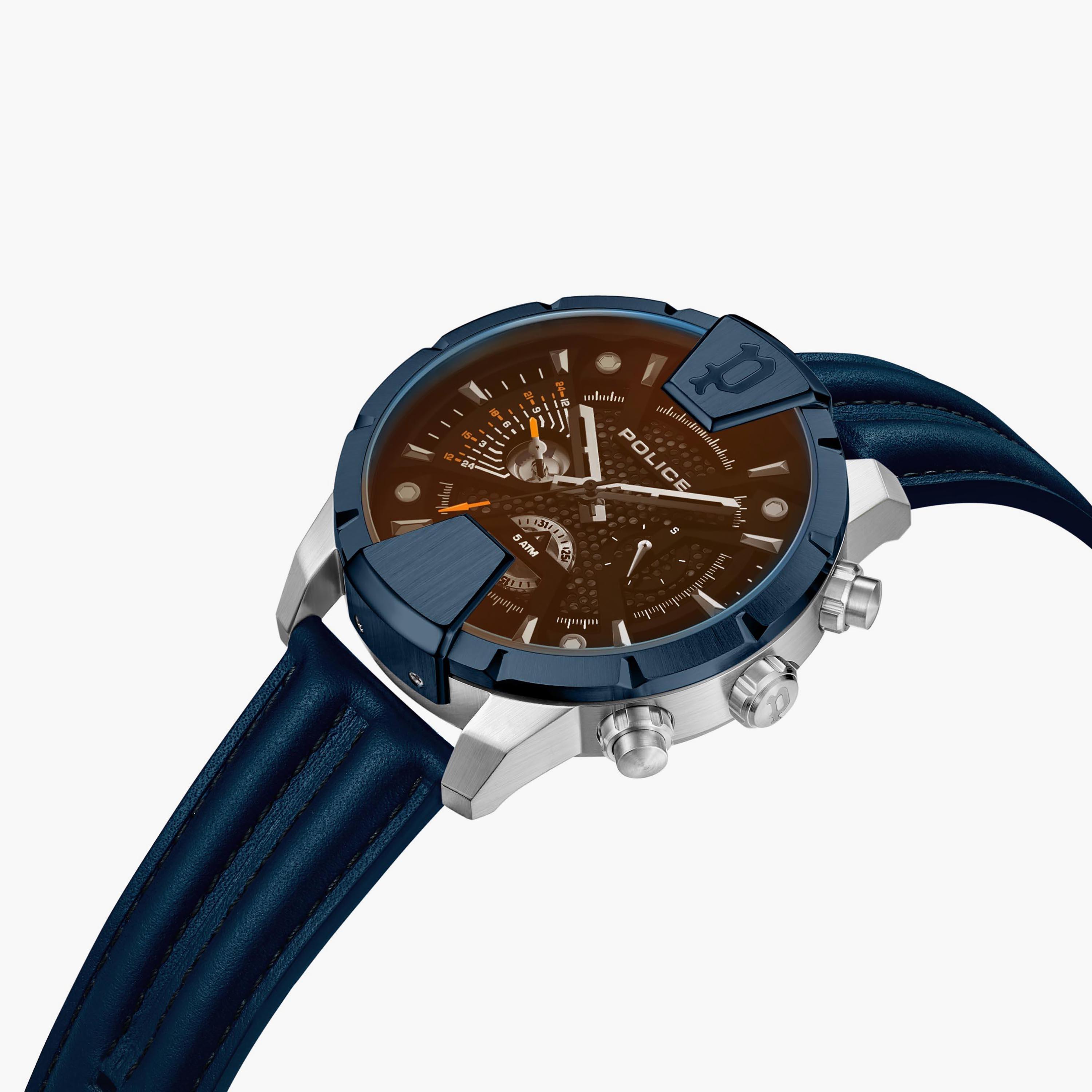 ساعة بوليس للرجال ذات كرونوغراف بسوار من الجلد باللون الازرق | PEWJF2203740-men-watchesandjewellery-watches-image-2
