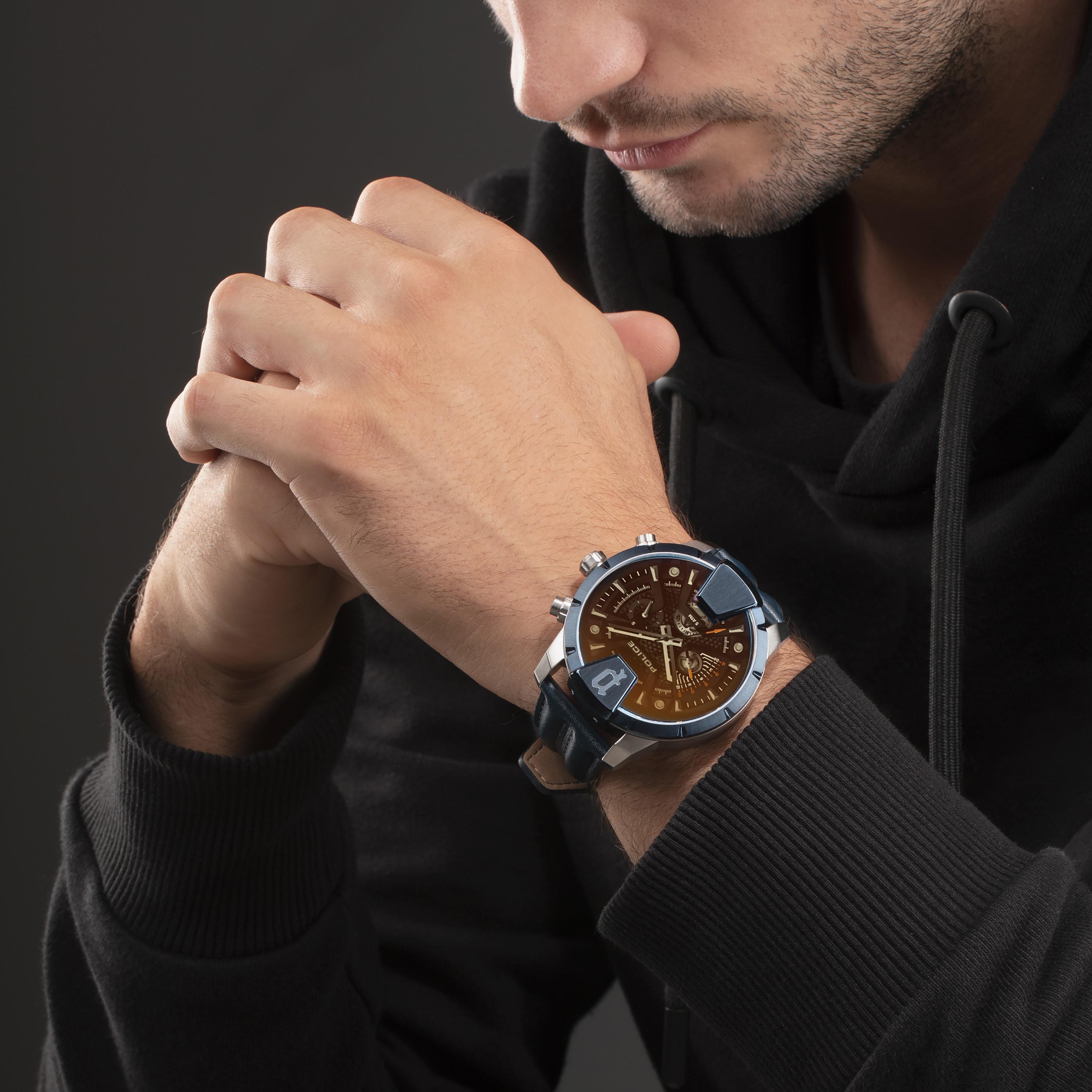 ساعة بوليس للرجال ذات كرونوغراف بسوار من الجلد باللون الازرق | PEWJF2203740-men-watchesandjewellery-watches-image-4