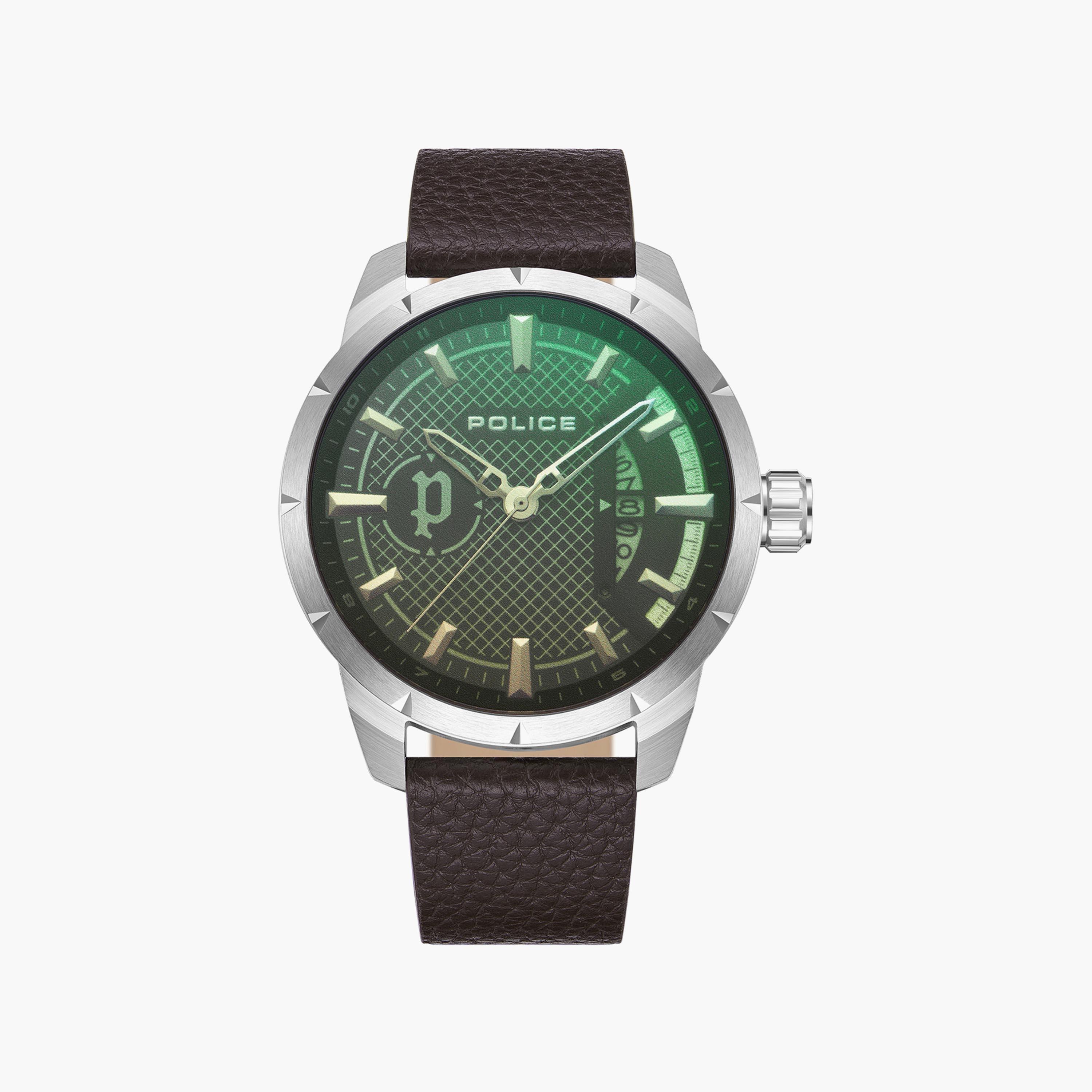 ساعة بوليس للرجال ذات أنالوج بسوار من الجلد باللون البني | PEWJB2226902-men-watchesandjewellery-watches-image-1