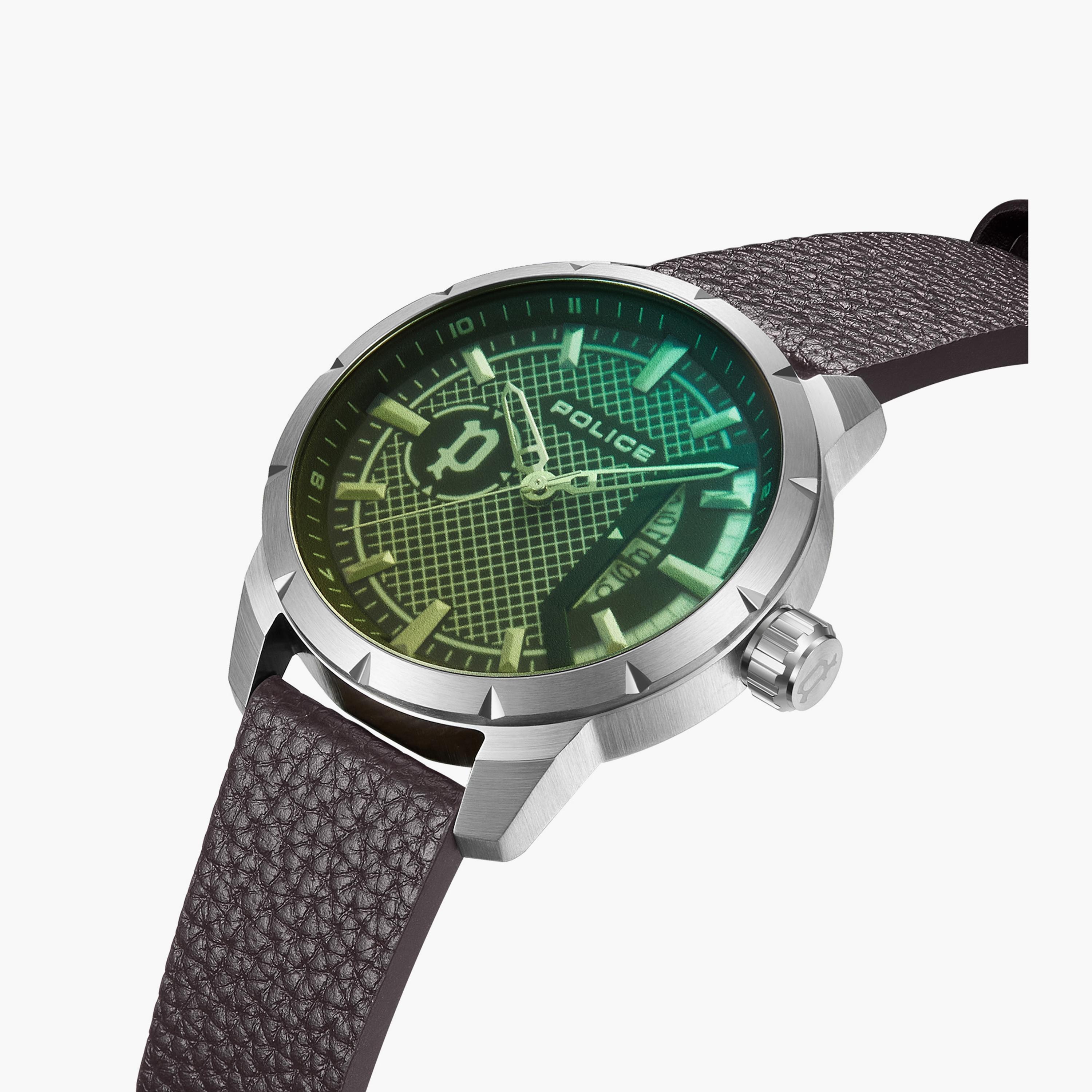 ساعة بوليس للرجال ذات أنالوج بسوار من الجلد باللون البني | PEWJB2226902-men-watchesandjewellery-watches-image-2