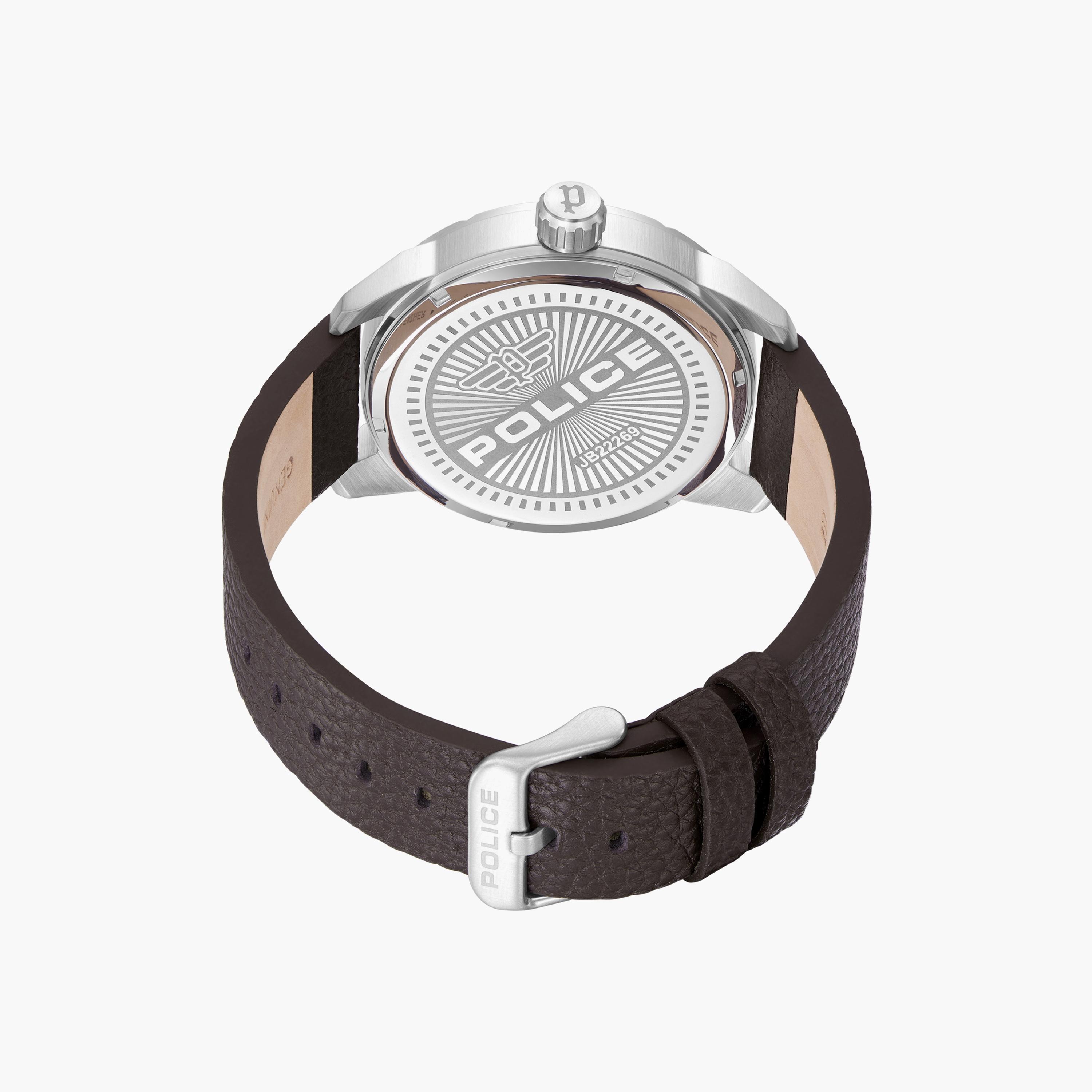 ساعة بوليس للرجال ذات أنالوج بسوار من الجلد باللون البني | PEWJB2226902-men-watchesandjewellery-watches-image-3
