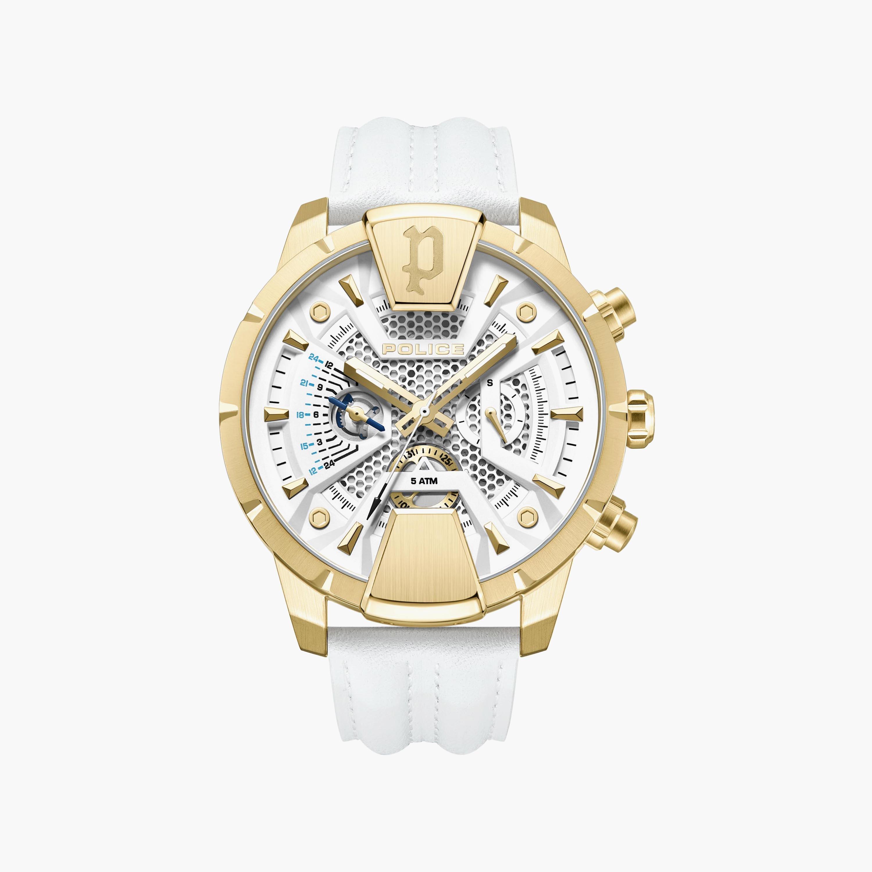 ساعة بوليس للرجال ذات كرونوغراف بسوار من الجلد باللون الابیض | PEWJF2203707-men-watchesandjewellery-watches-image-1
