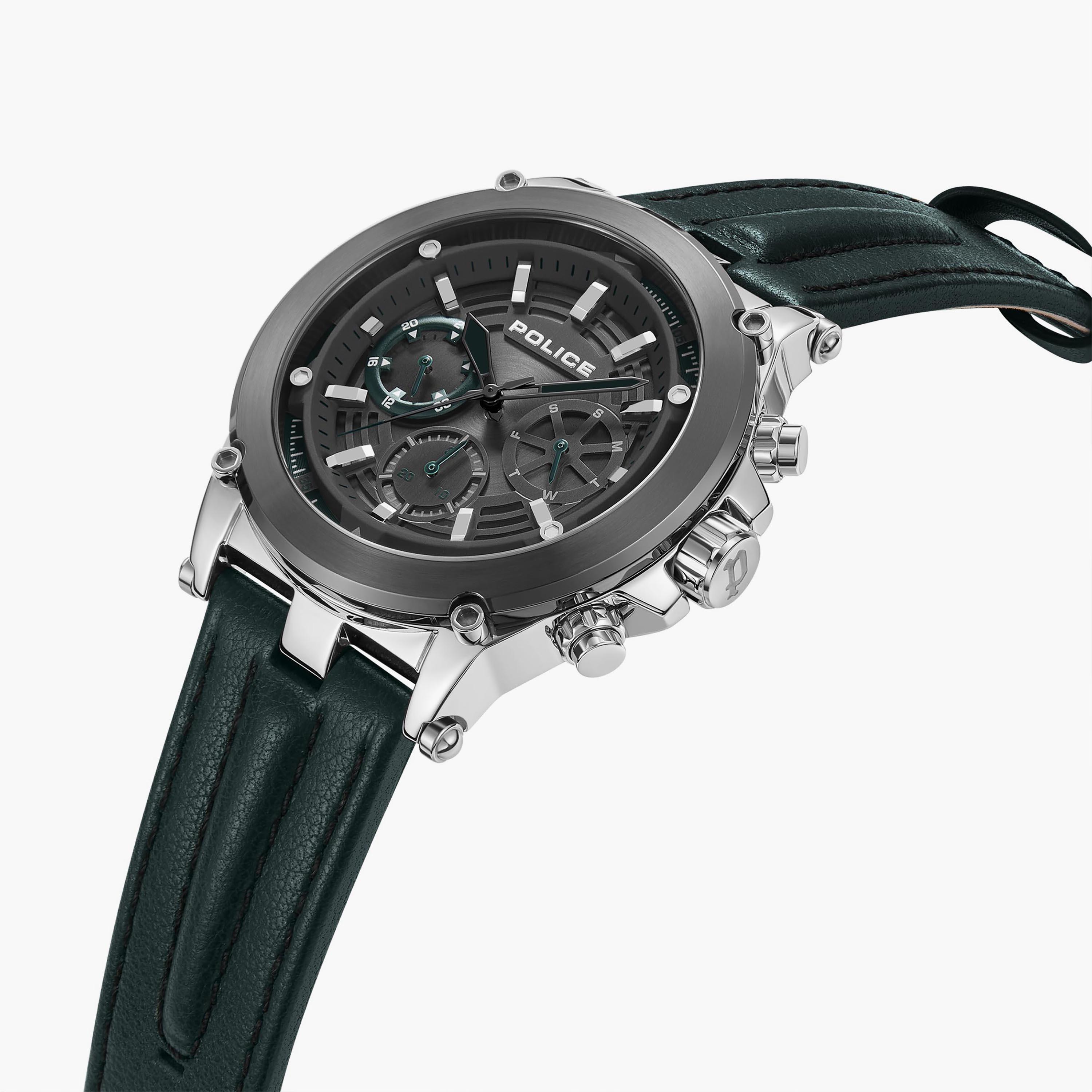 ساعة بوليس للرجال ذات كرونوغراف بسوار من الجلد باللون الاخضر | PEWJF2226642-men-watchesandjewellery-watches-image-2
