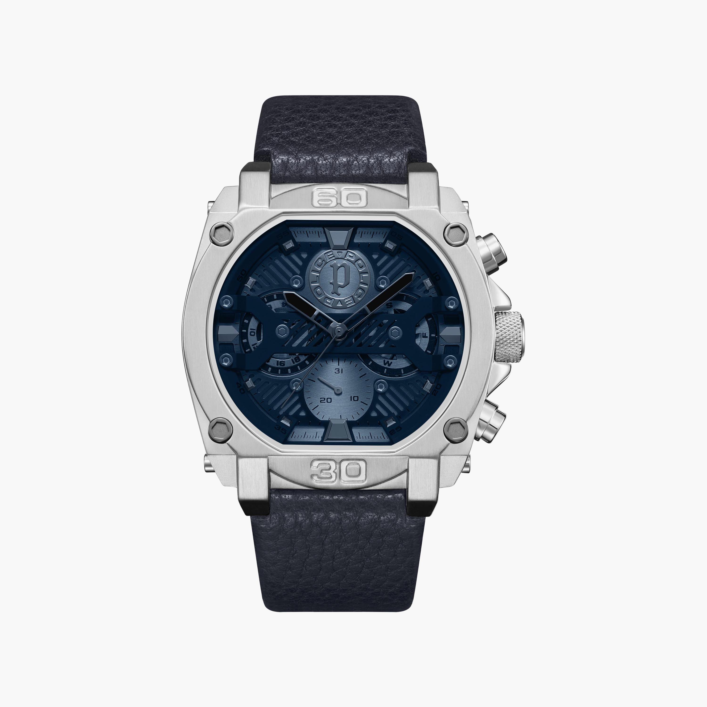 ساعة بوليس للرجال ذات كرونوغراف بسوار من الجلد باللون الازرق | PEWJF2226802-men-watchesandjewellery-watches-image-1