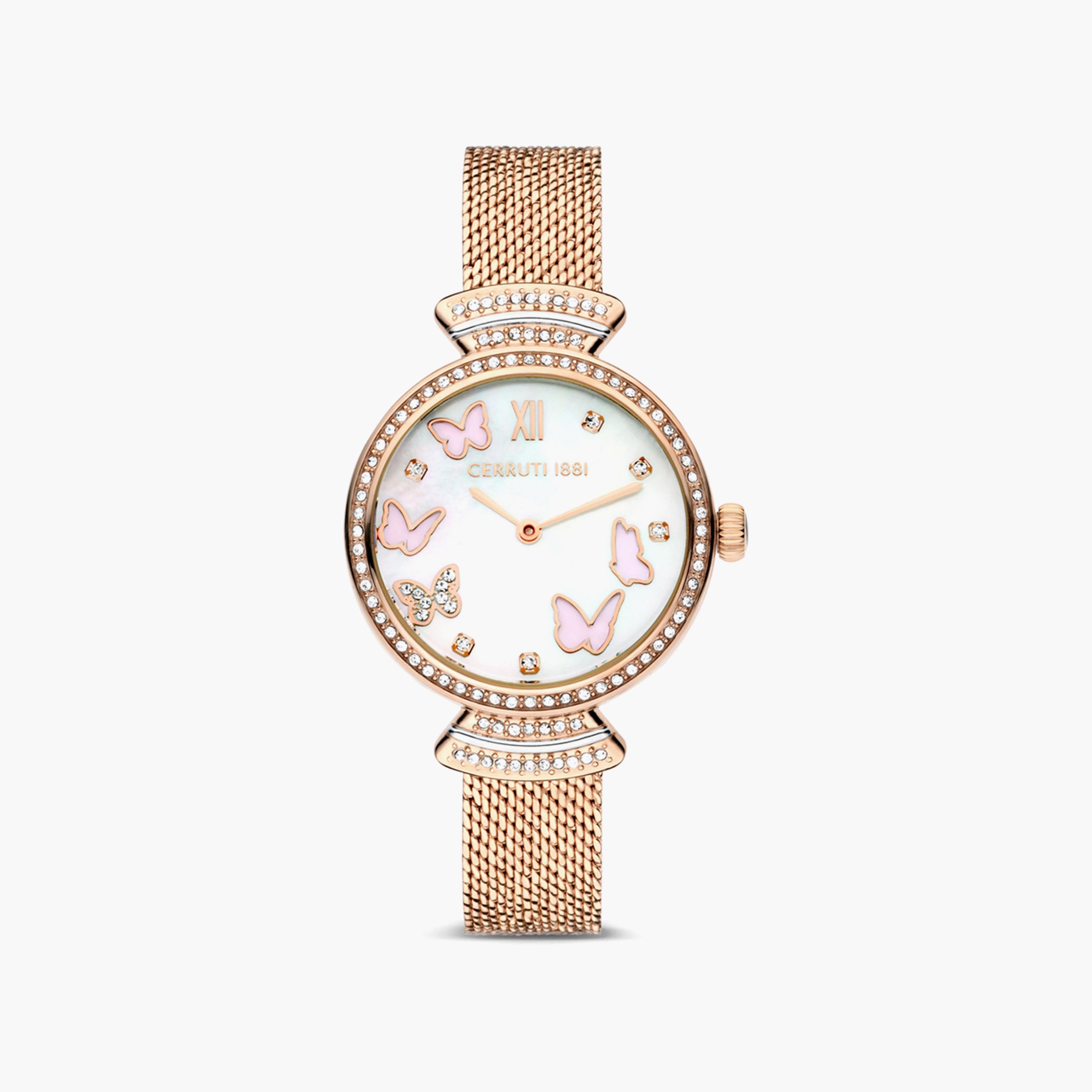 ساعة شيروتي 1881 ذو انالوج للنساء بسوار ذهبي وردي مع ستانلس ستيل | CIWLG0008703-women-watchesandjewellery-watches-image-1