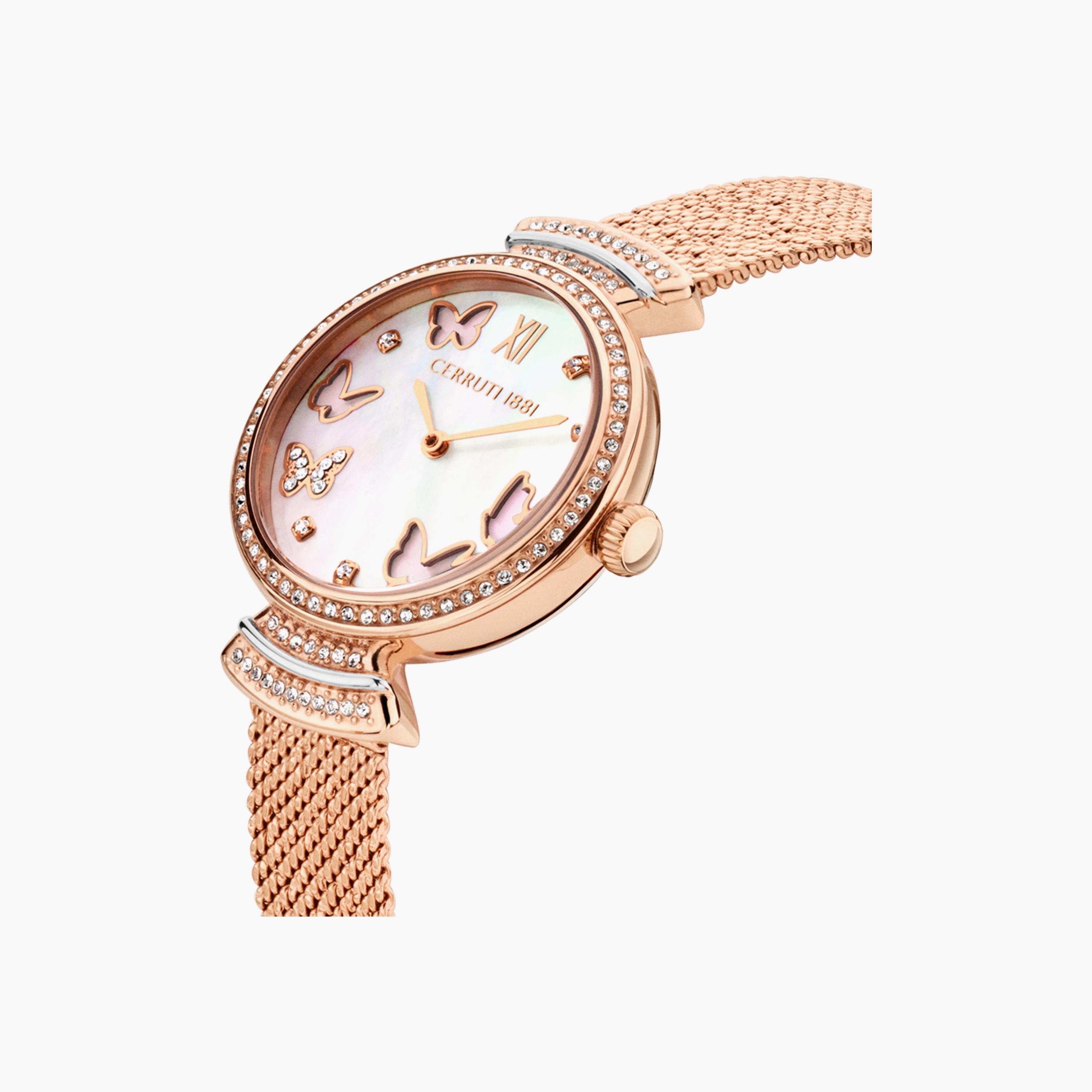 ساعة شيروتي 1881 ذو انالوج للنساء بسوار ذهبي وردي مع ستانلس ستيل | CIWLG0008703-women-watchesandjewellery-watches-image-2