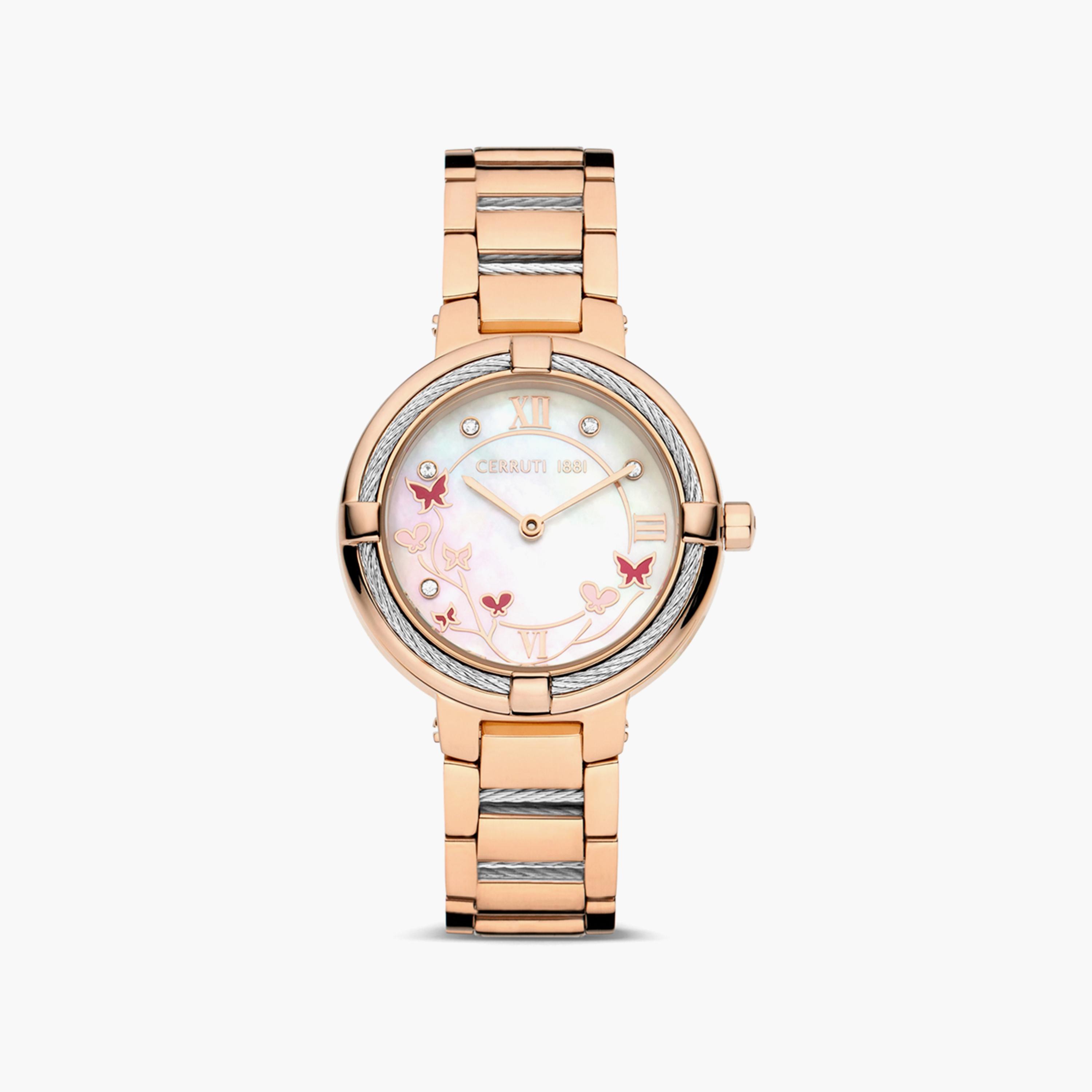 ساعة شيروتي 1881 ذو انالوج للنساء بسوار ذهبي وردي مع ستانلس ستيل | CIWLG0008305-women-watchesandjewellery-watches-image-1
