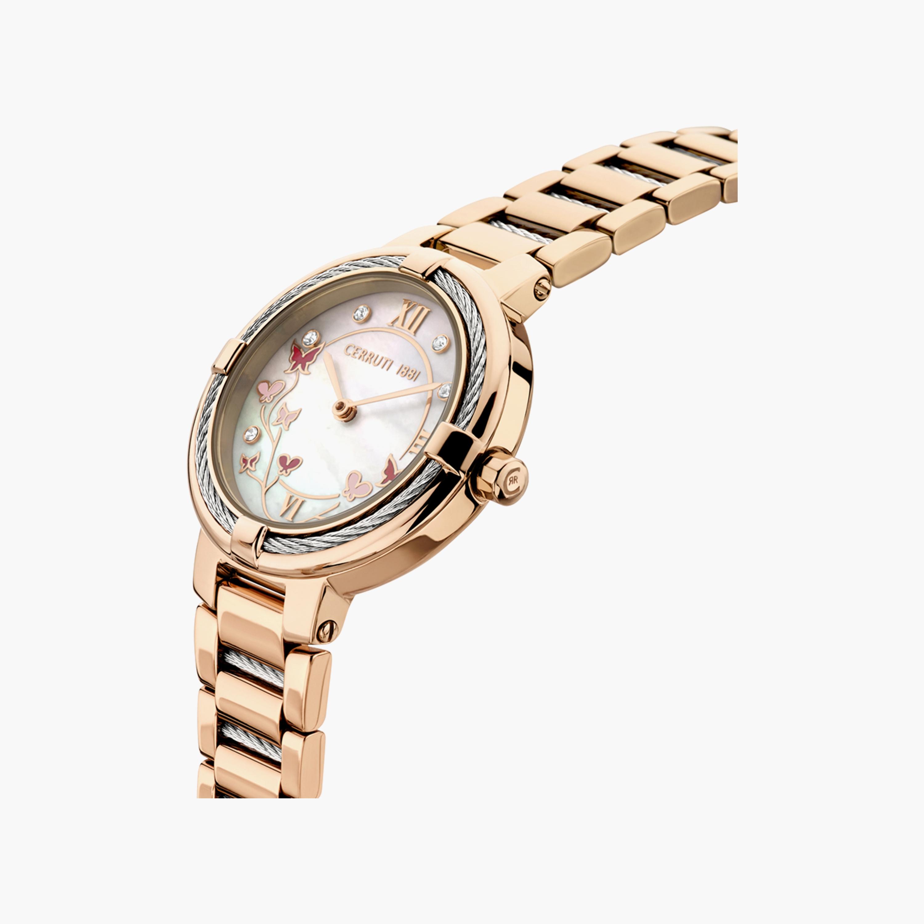 ساعة شيروتي 1881 ذو انالوج للنساء بسوار ذهبي وردي مع ستانلس ستيل | CIWLG0008305-women-watchesandjewellery-watches-image-2