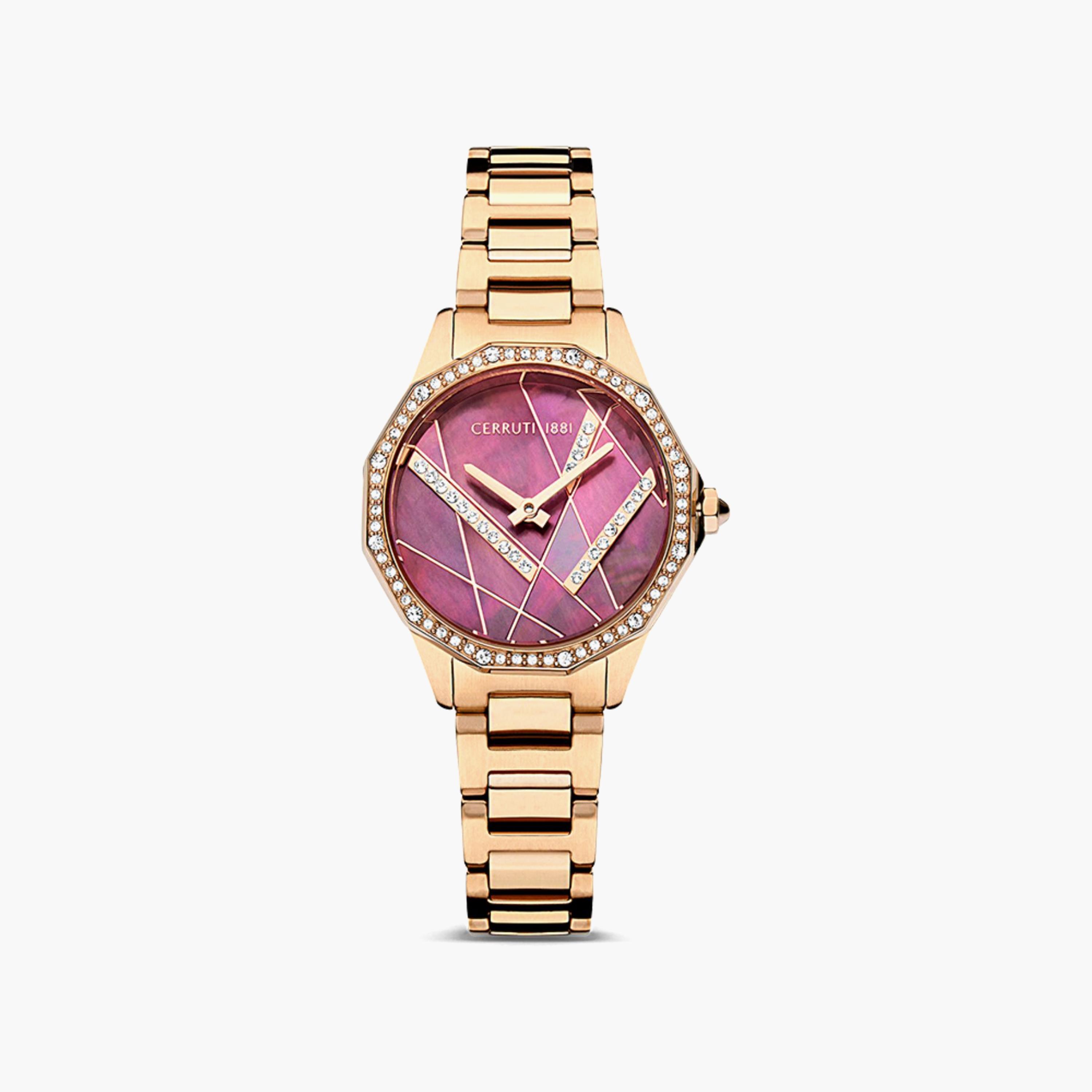 ساعة شيروتي 1881 ذو انالوج للنساء بسوار ذهبي وردي مع ستانلس ستيل | CIWLG2225903-women-watchesandjewellery-watches-image-1