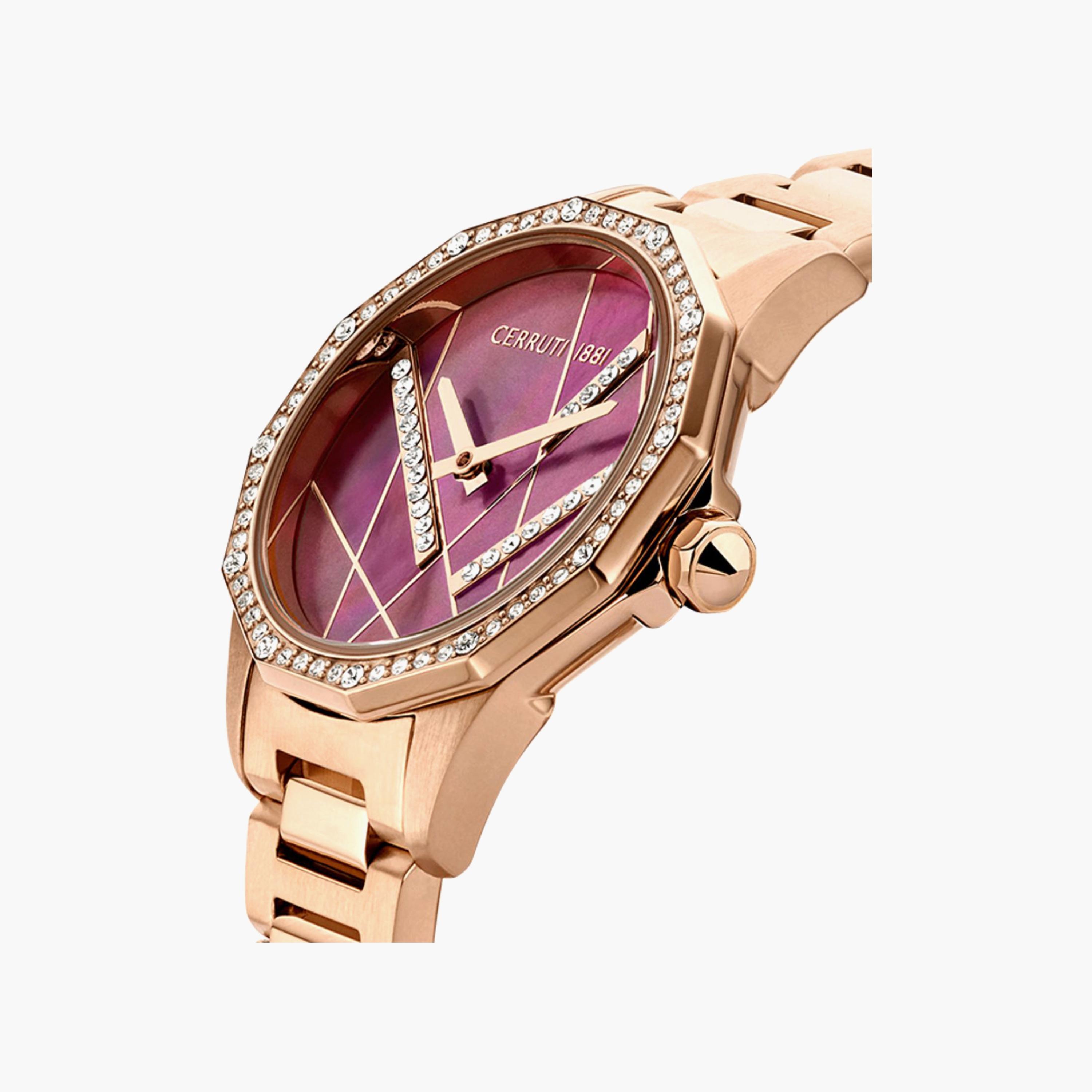 ساعة شيروتي 1881 ذو انالوج للنساء بسوار ذهبي وردي مع ستانلس ستيل | CIWLG2225903-women-watchesandjewellery-watches-image-2