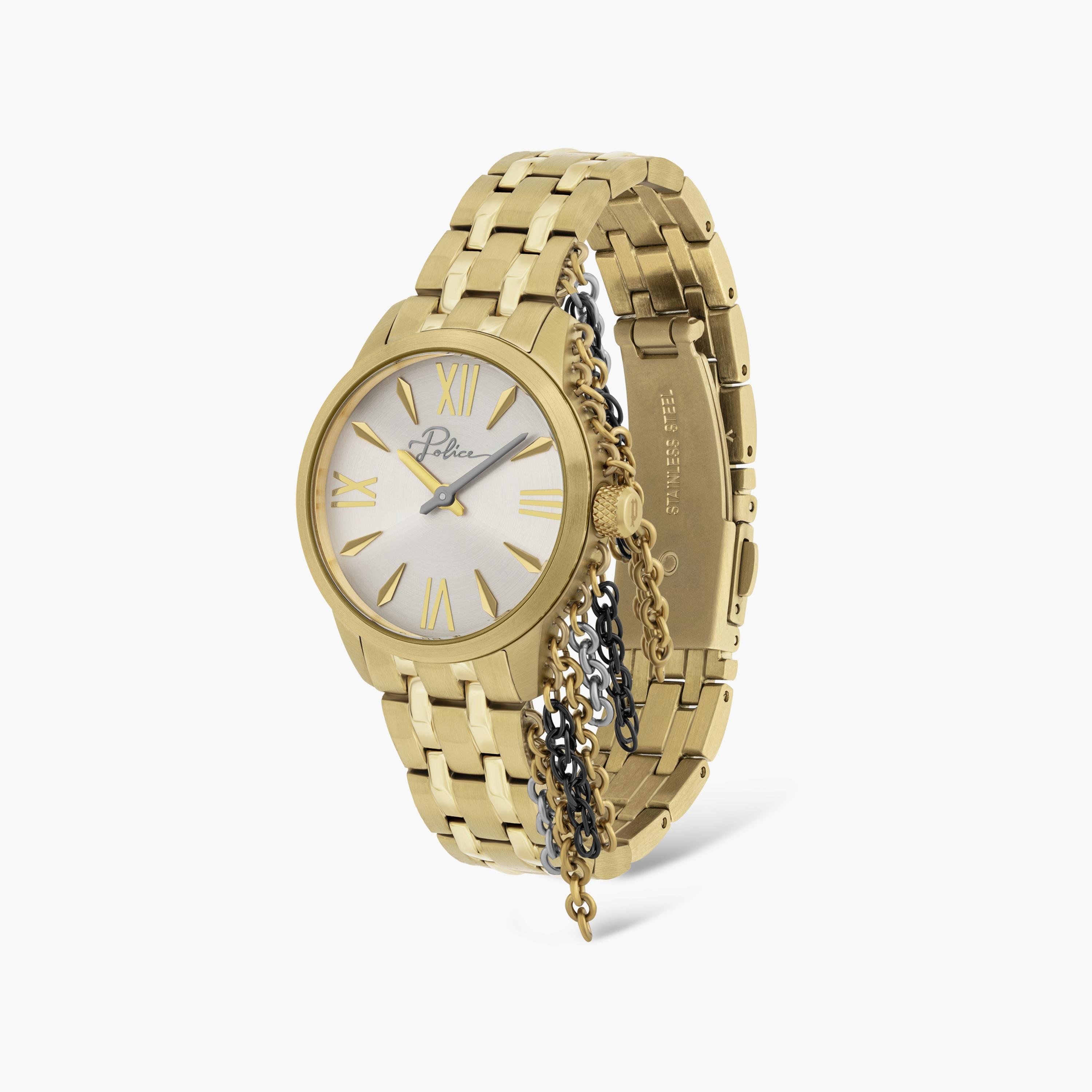 ساعة أنالوج ذهبية بسوار ستانلس ستيل للنساء من بوليس | P 16030BSG-04M-women-watchesandjewellery-watches-image-3