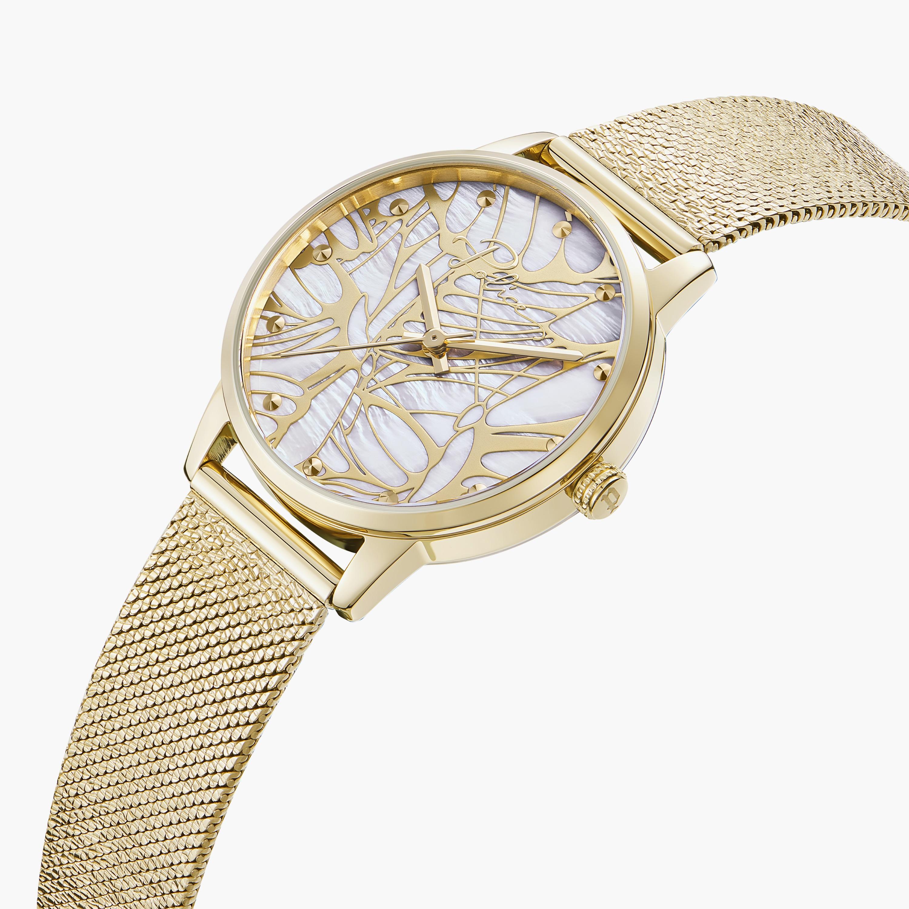 ساعة أنالوج ذهبية بسوار ستانلس ستيل للنساء من بوليس | PEWLG2229004-women-watchesandjewellery-watches-image-2