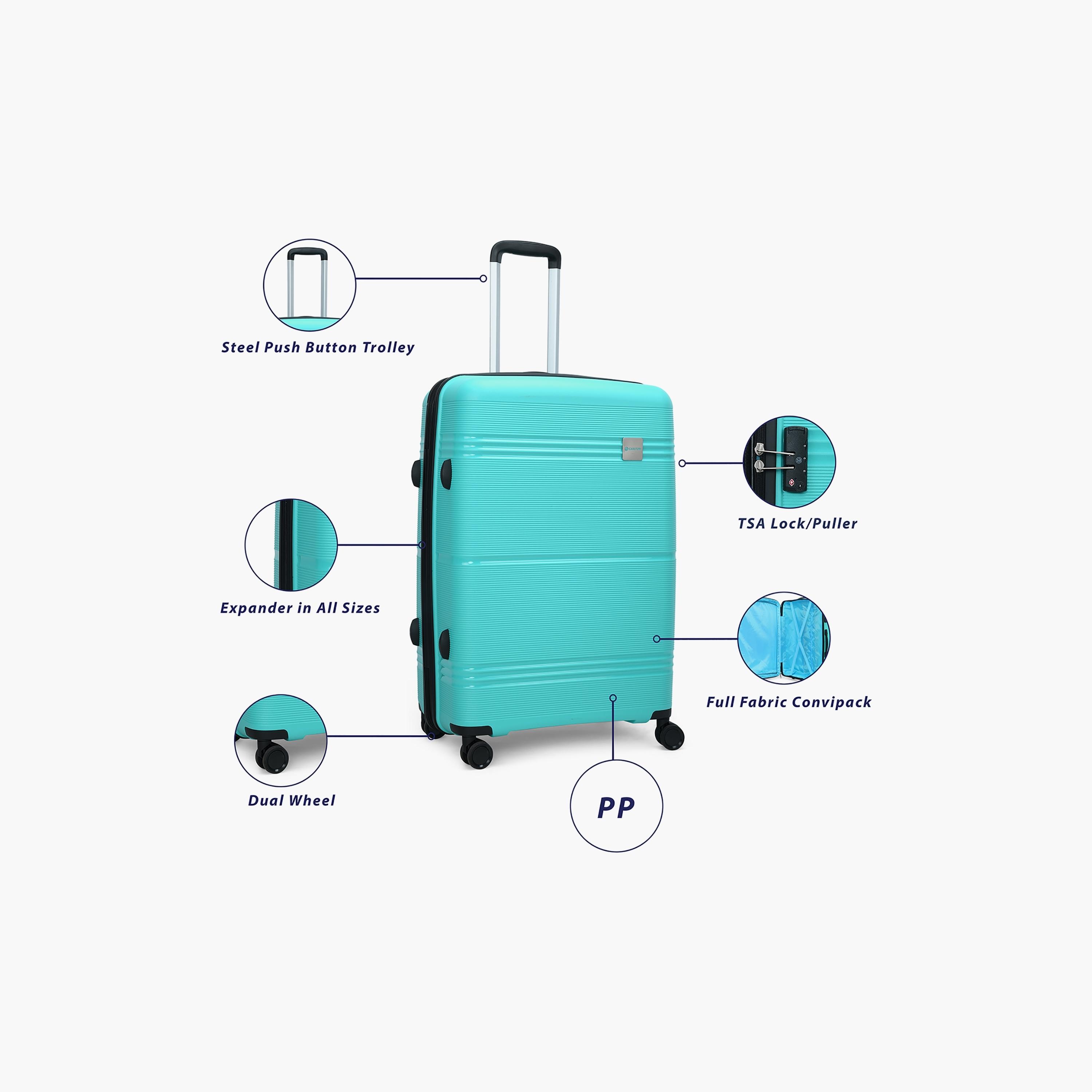 Carlton Focusplus 75 CM Large Check-in Polypropylene Hardcase 4 Double Wheel Trolley Bag with Lock-travel-luggagesandbags-luggage-image-2
