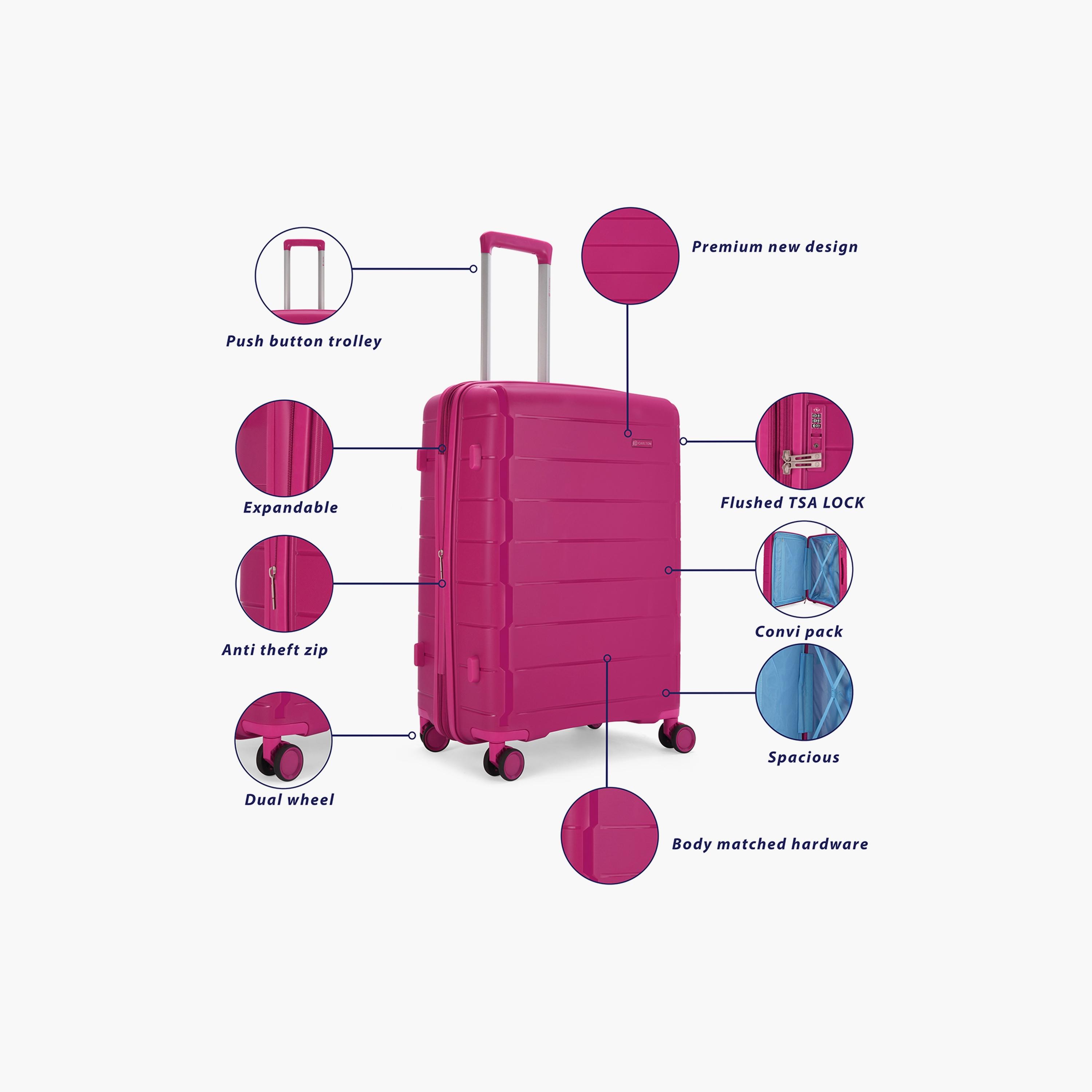 Carlton Judeplus 56 CM Cabin Polypropylene Hardcase 4 Double Wheel Trolley Bag with TSA Lock-travel-luggagesandbags-luggage-image-2