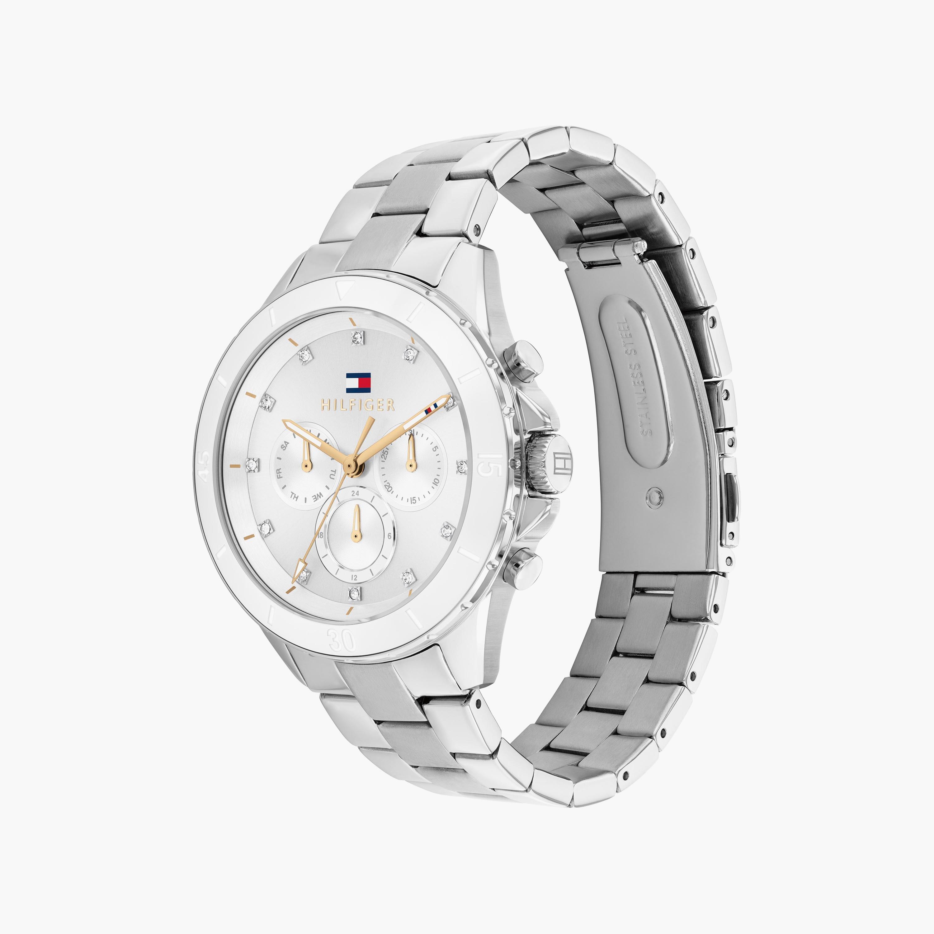 ساعة كرونوغراف فضية ذات ستانلس ستيل مع 40 مم من تومي هيلفيغر للنساء | 1782707-women-watchesandjewellery-watches-image-2