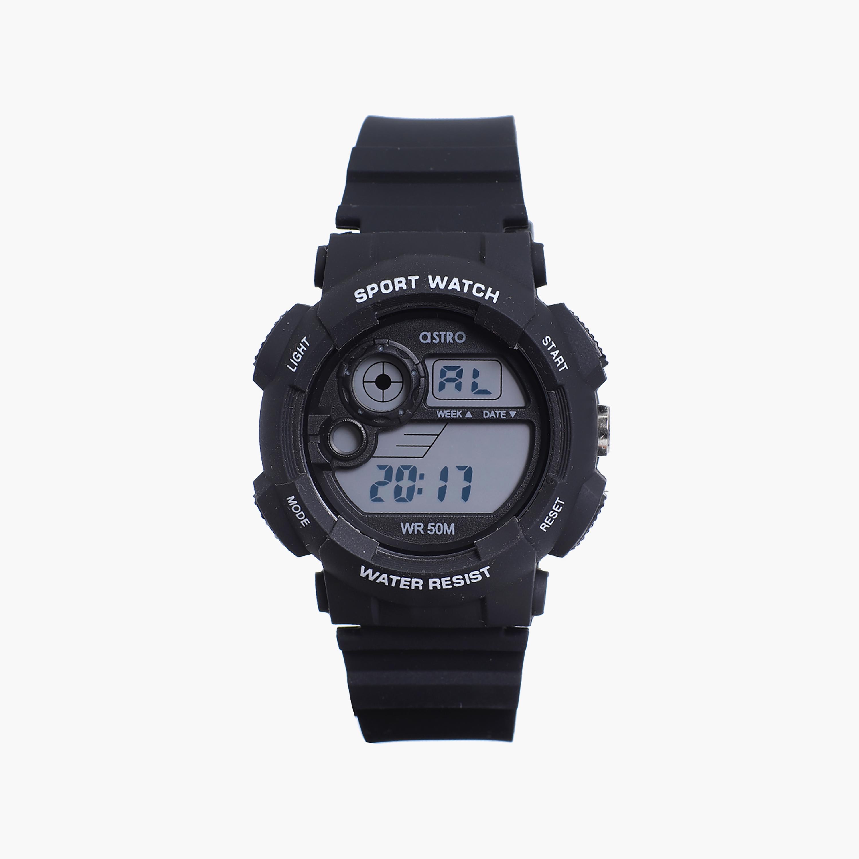 ساعة أسترو للرجال 42 ملم رقمية من السيليكون باللون الأسود | A21903-PPBB-men-watchesandjewellery-watches-image-1