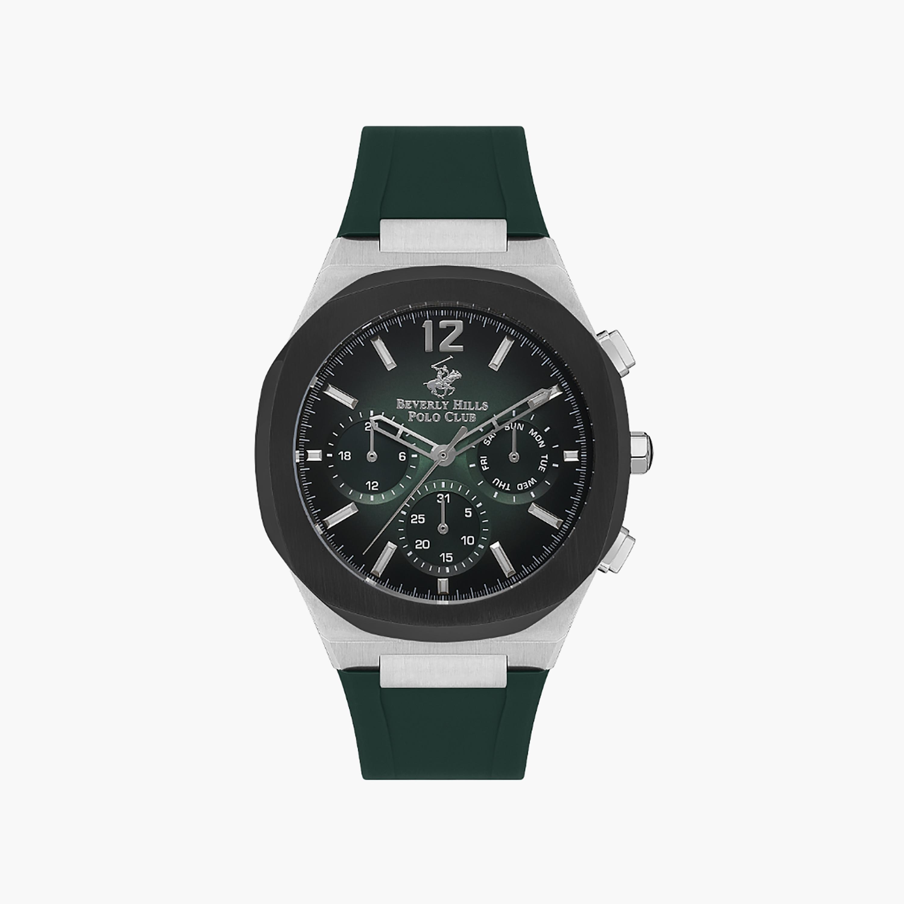 Beverly Hills Polo Club Men's 44 MM Green Chronograph Silicone Watch | BP3539X.375-men-watchesandjewellery-watches-image-1