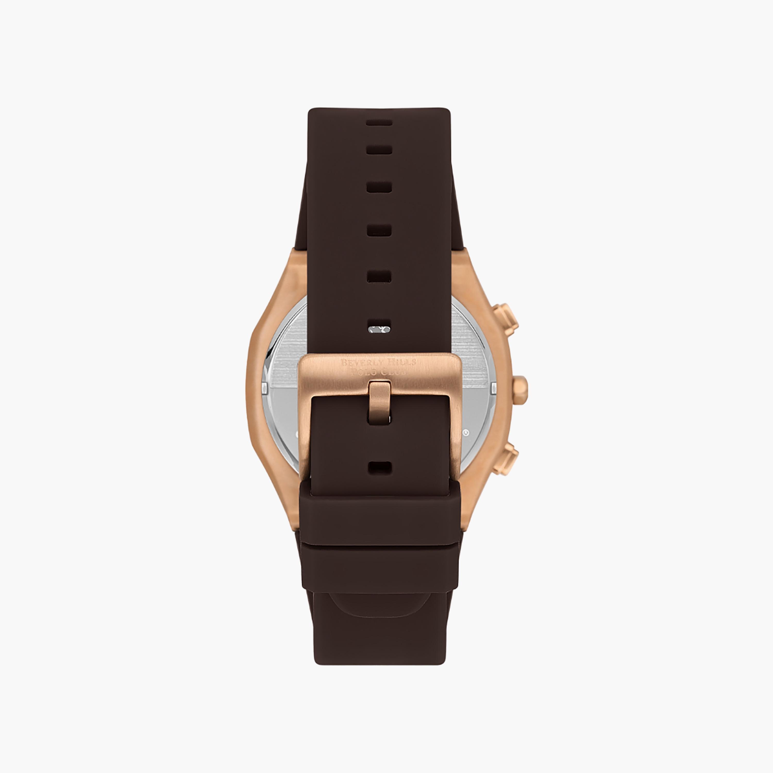 ساعة كرونوغراف 44 ملم من بيفرلي هيلز بولو كلوب ذات سيليكون بني للرجال | BP3539X.844-men-watchesandjewellery-watches-image-3
