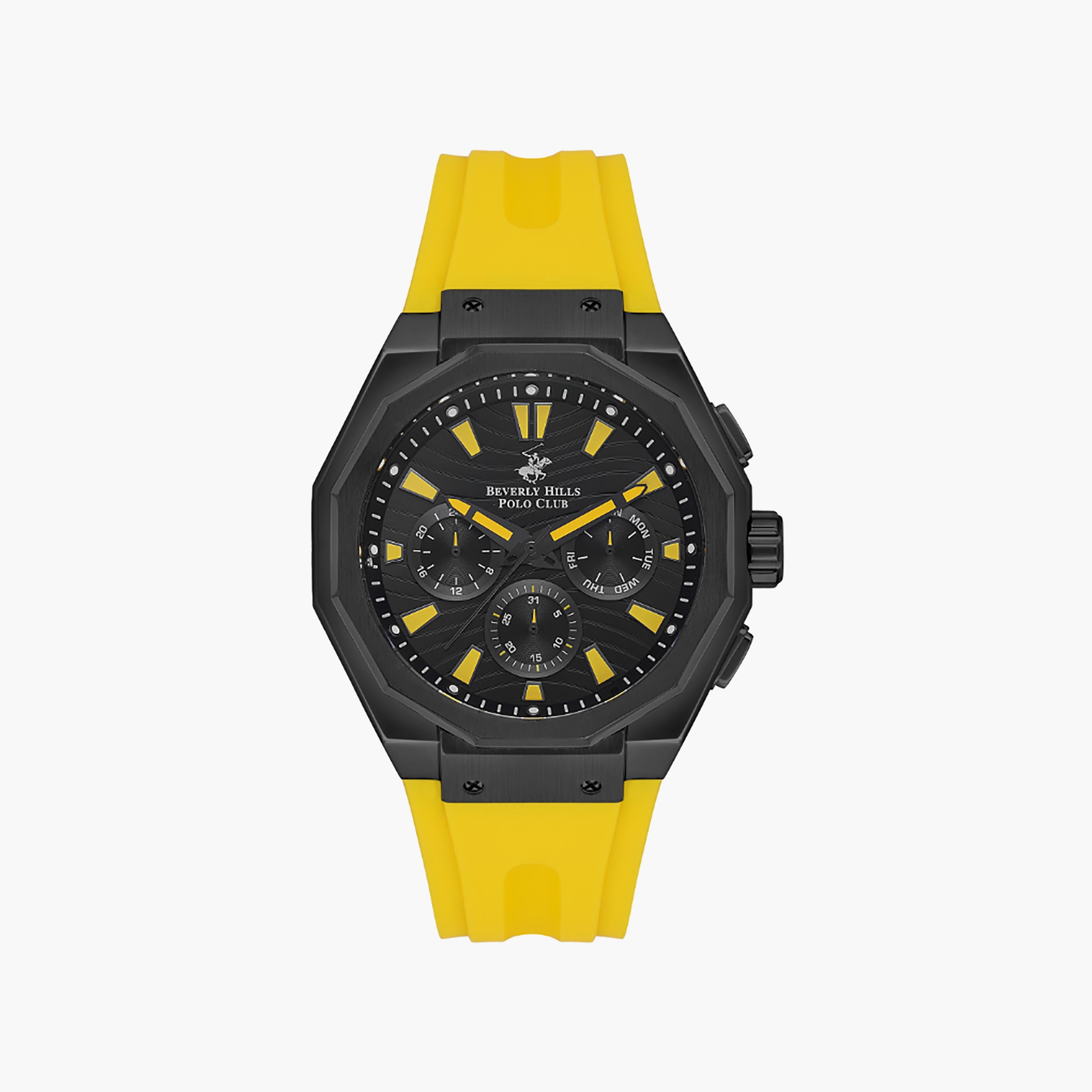 ساعة كرونوغراف 47 ملم من بيفرلي هيلز بولو كلوب ذات سيليكون اصفر للرجال | BP3557X.654-men-watchesandjewellery-watches-image-1