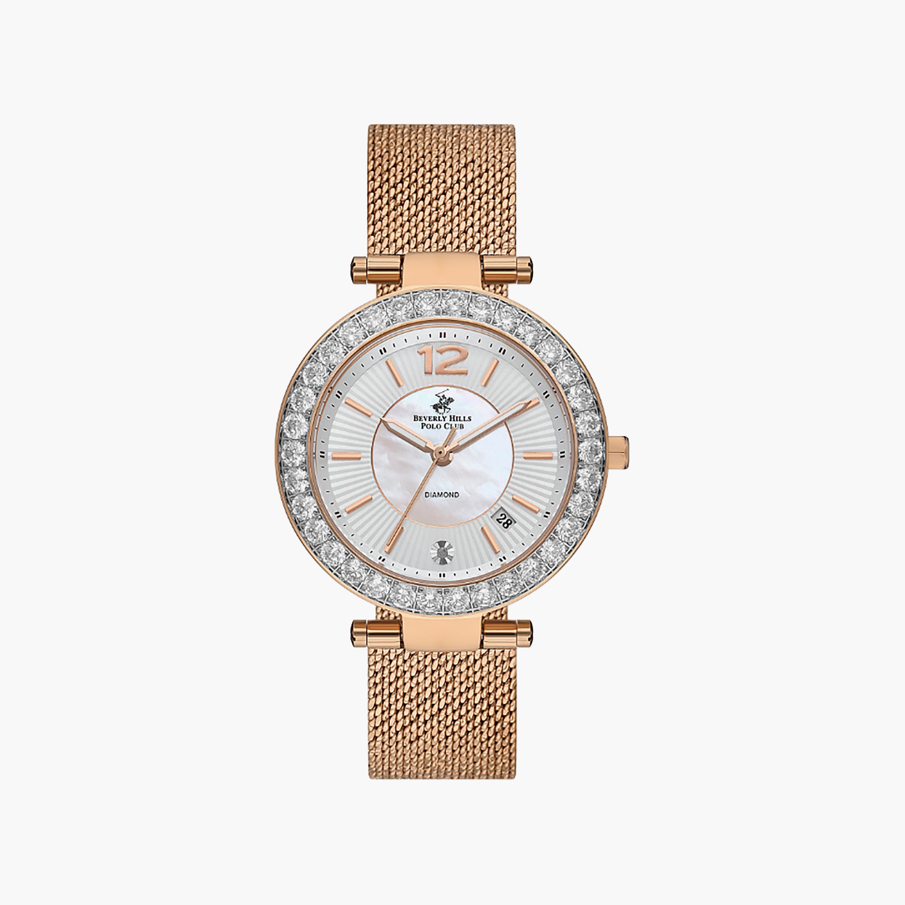 ساعة بيفرلي هيلز بولو كلوب 35 ملم ذو انالوج شبكي مع لون ذهبي وردي للنساء | BP3589C.420-women-watchesandjewellery-watches-image-1