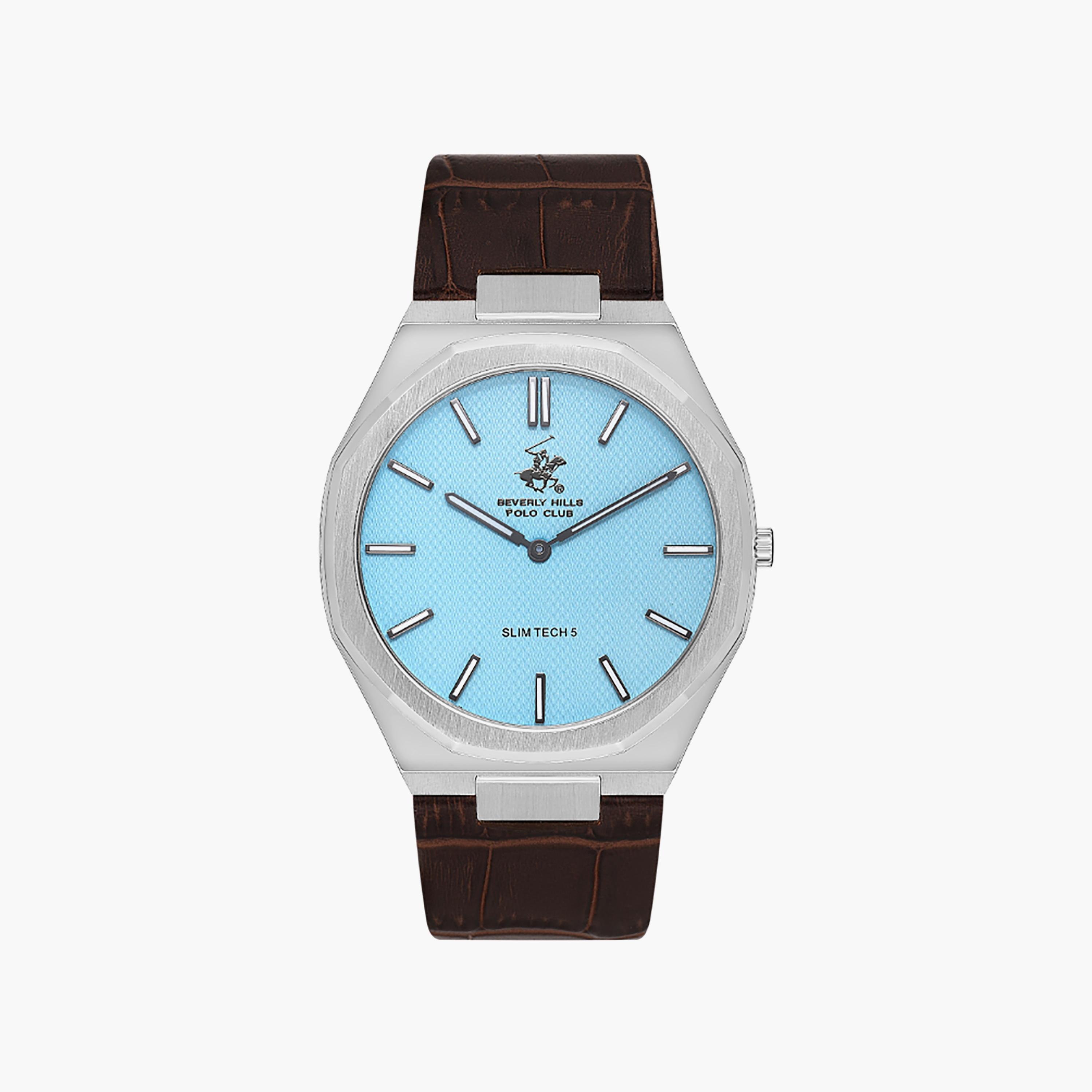 ساعة أنالوج 42 ملم من بيفرلي هيلز بولو كلوب بجلدي بني داكن للرجال | BP3607X.302-men-watchesandjewellery-watches-image-1