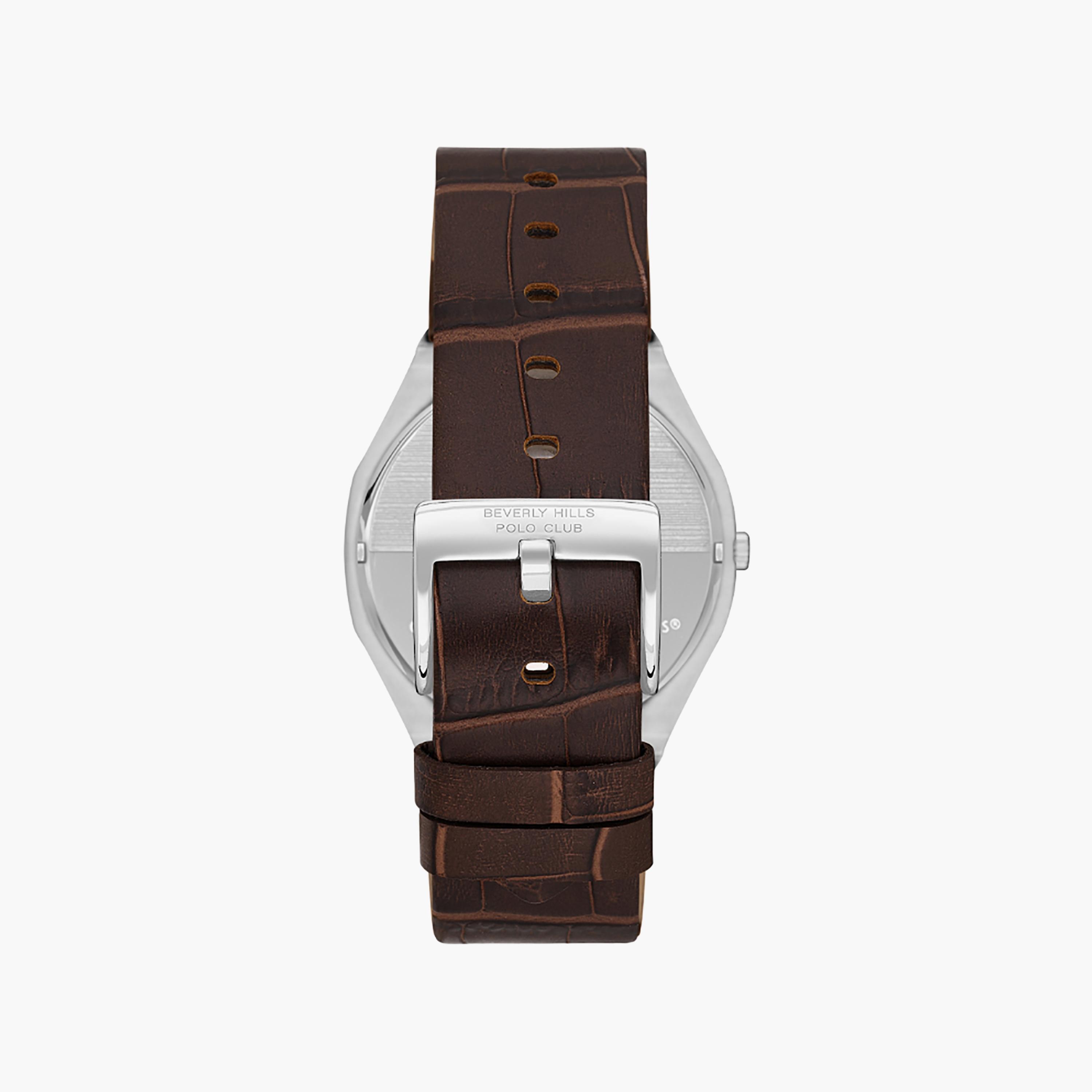 ساعة أنالوج 42 ملم من بيفرلي هيلز بولو كلوب بجلدي بني داكن للرجال | BP3607X.302-men-watchesandjewellery-watches-image-3