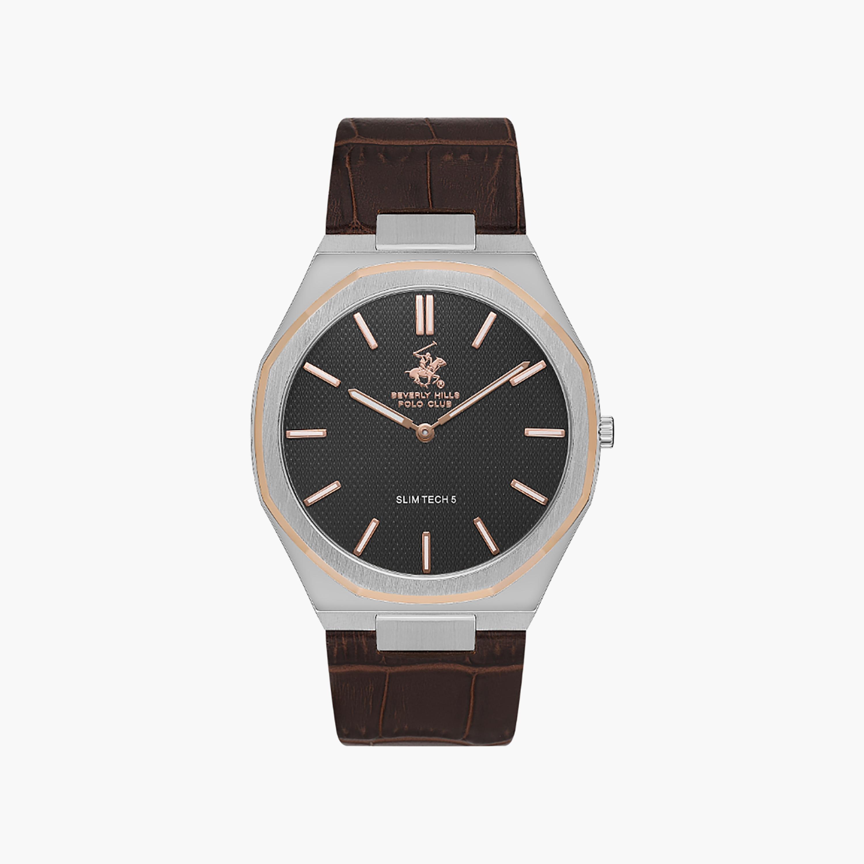 ساعة أنالوج 42 ملم من بيفرلي هيلز بولو كلوب بجلدي بني للرجال | BP3607X.564-men-watchesandjewellery-watches-image-1