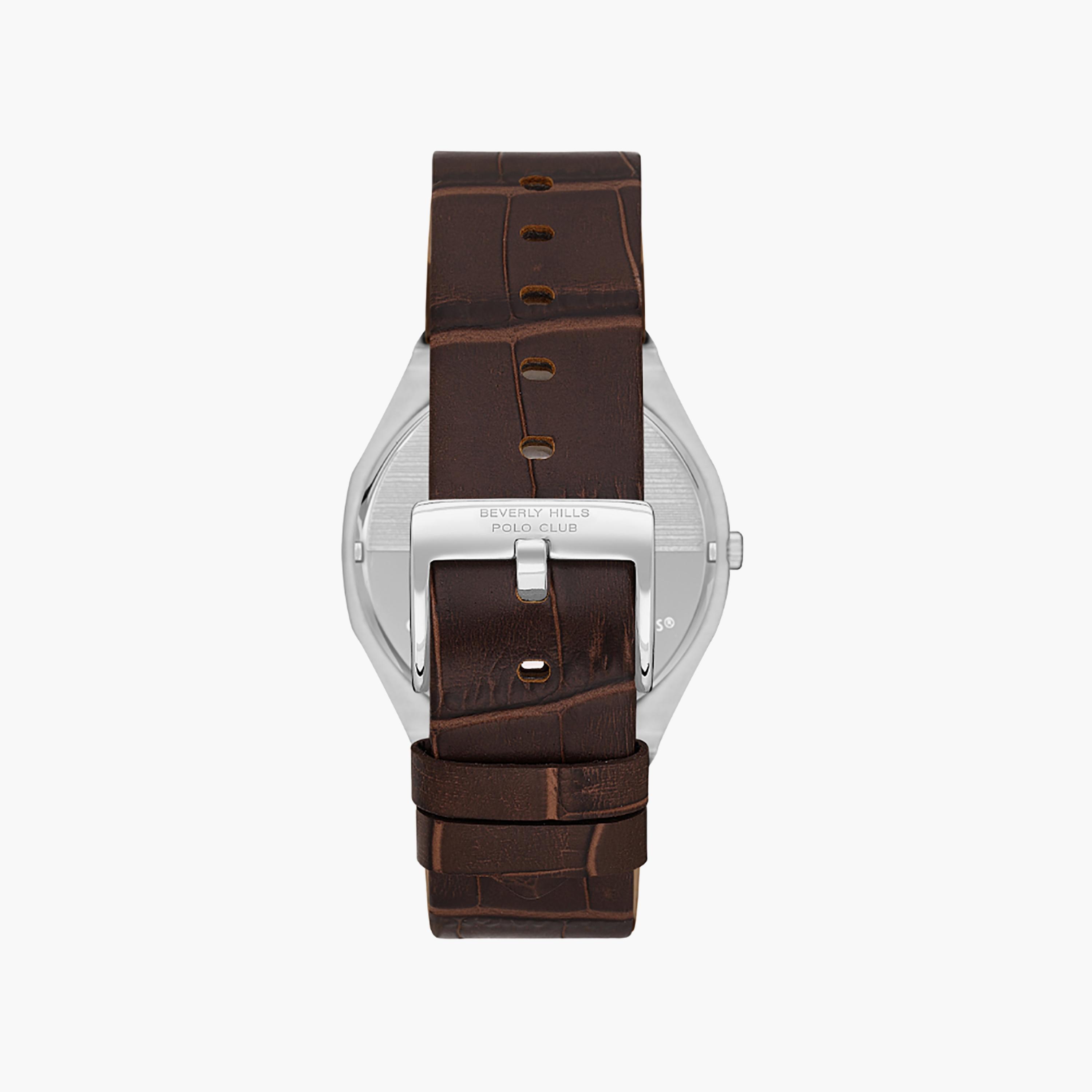 ساعة أنالوج 42 ملم من بيفرلي هيلز بولو كلوب بجلدي بني للرجال | BP3607X.564-men-watchesandjewellery-watches-image-3