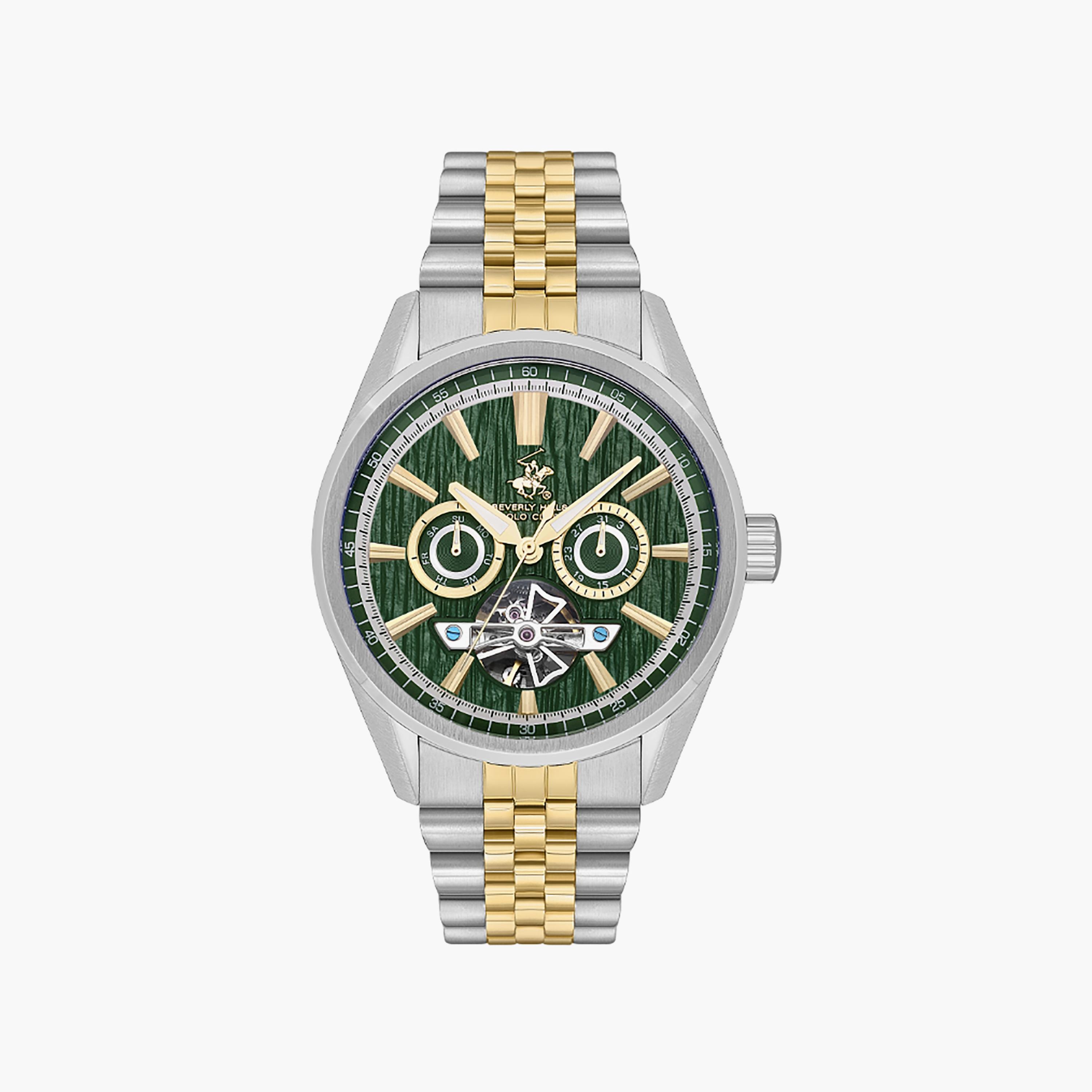 Beverly Hills Polo Club Men's 43 MM Silver & Gold Analog Stainless Steel Watch | BP3632X.270-men-watchesandjewellery-watches-image-1