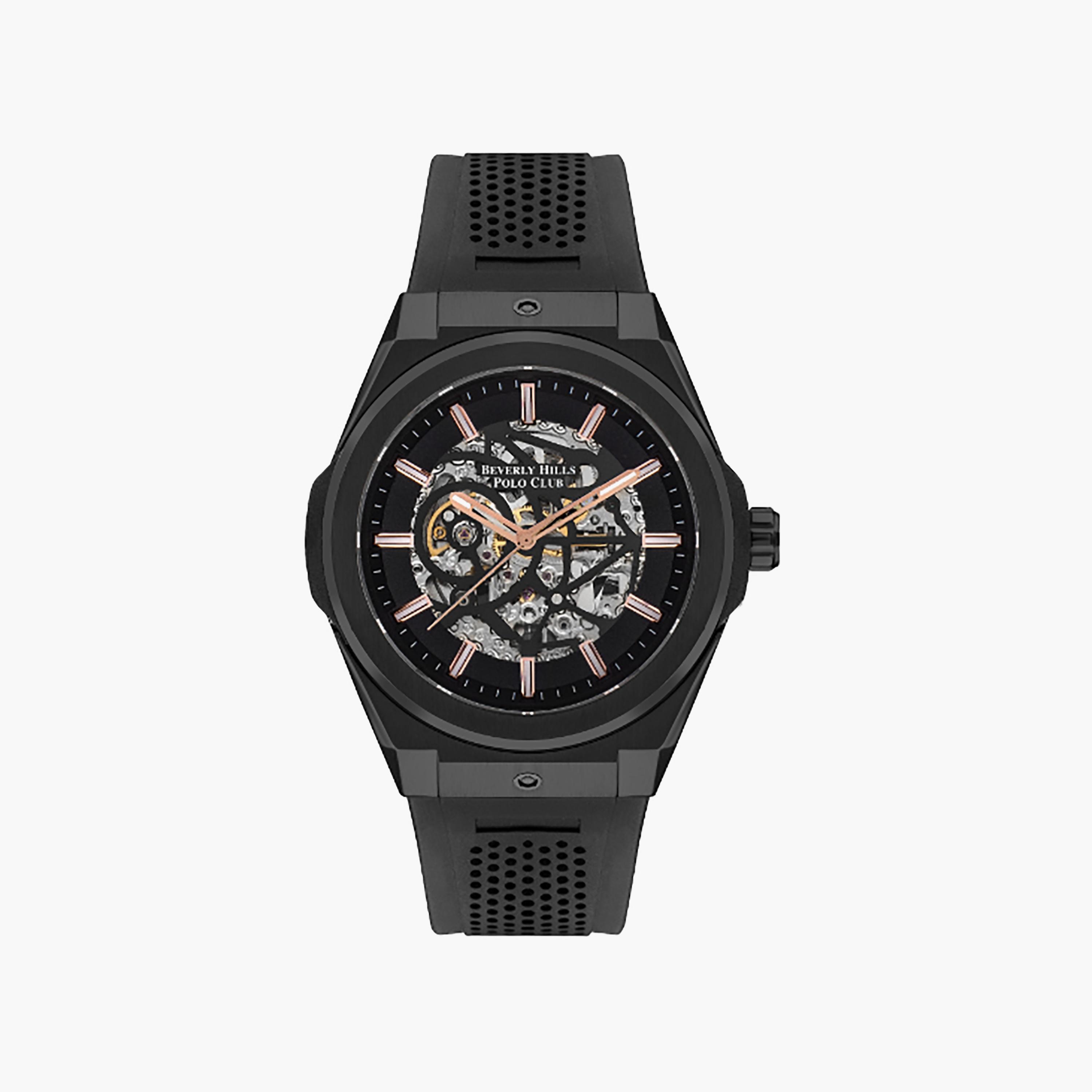 Beverly Hills Polo Club Men's 46 MM Black Automatic Silicone Watch | BP3636X.061-men-watchesandjewellery-watches-image-1