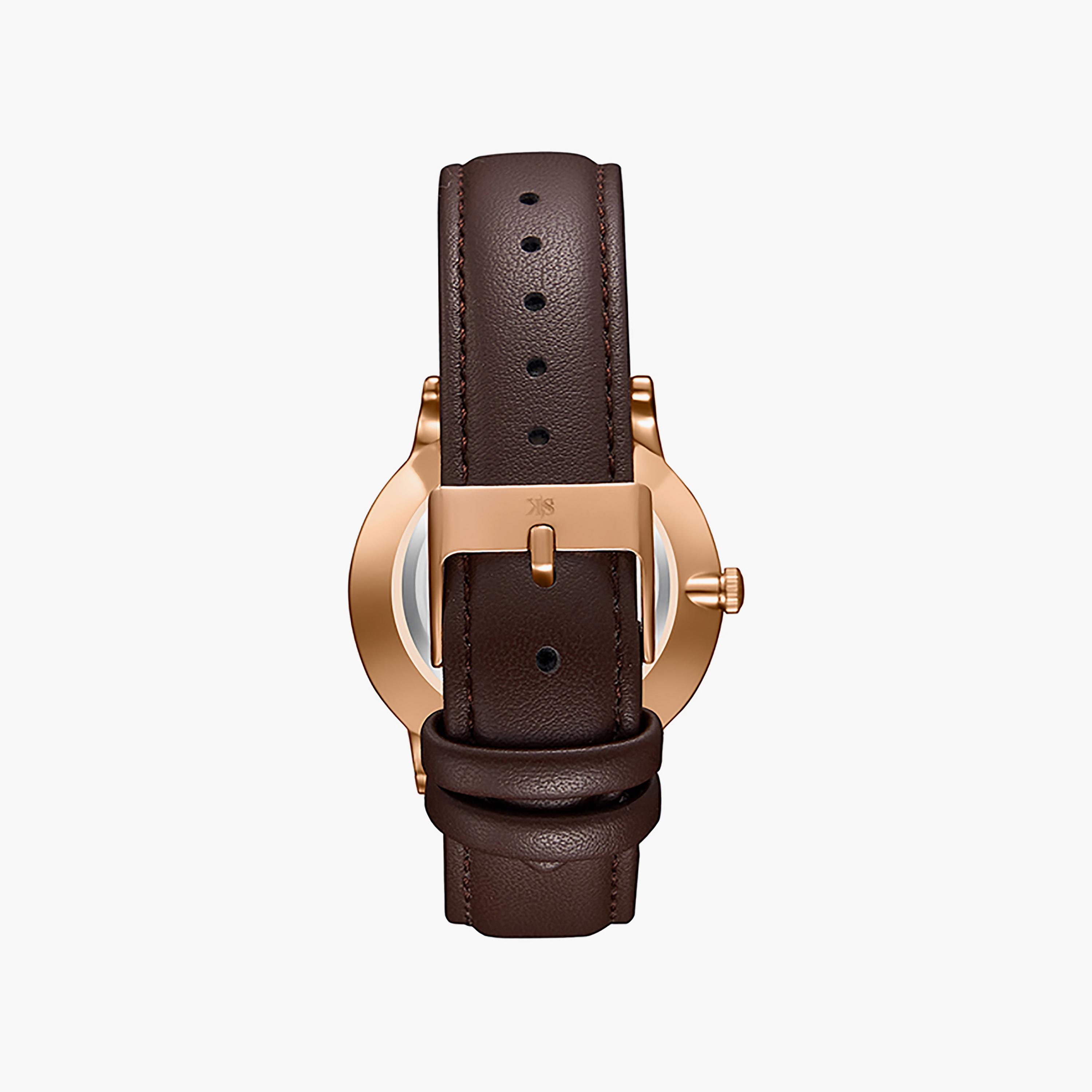 ساعة كينيث سكوت 40 ملم للرجال ذات انالوج من السيليكون باللون البني | K23040-RLDW-men-watchesandjewellery-watches-image-3