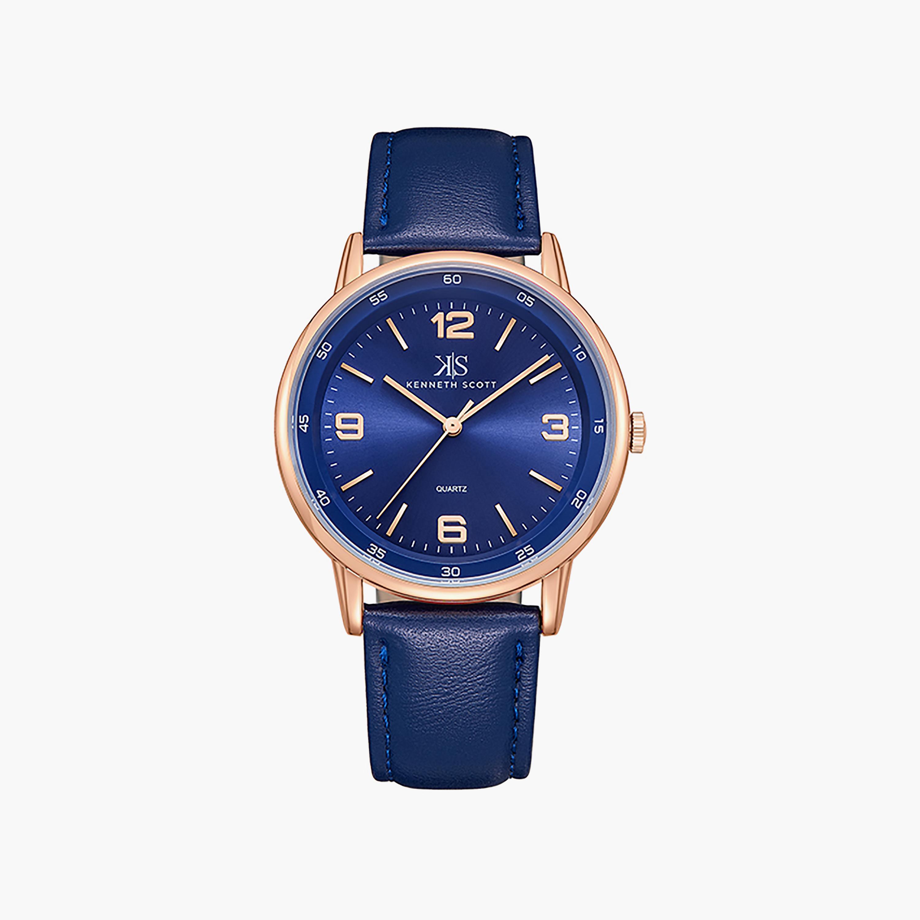 ساعة كينيث سكوت 40 ملم للرجال ذات انالوج من السيليكون باللون الازرق | K23040-RLNN-men-watchesandjewellery-watches-image-1