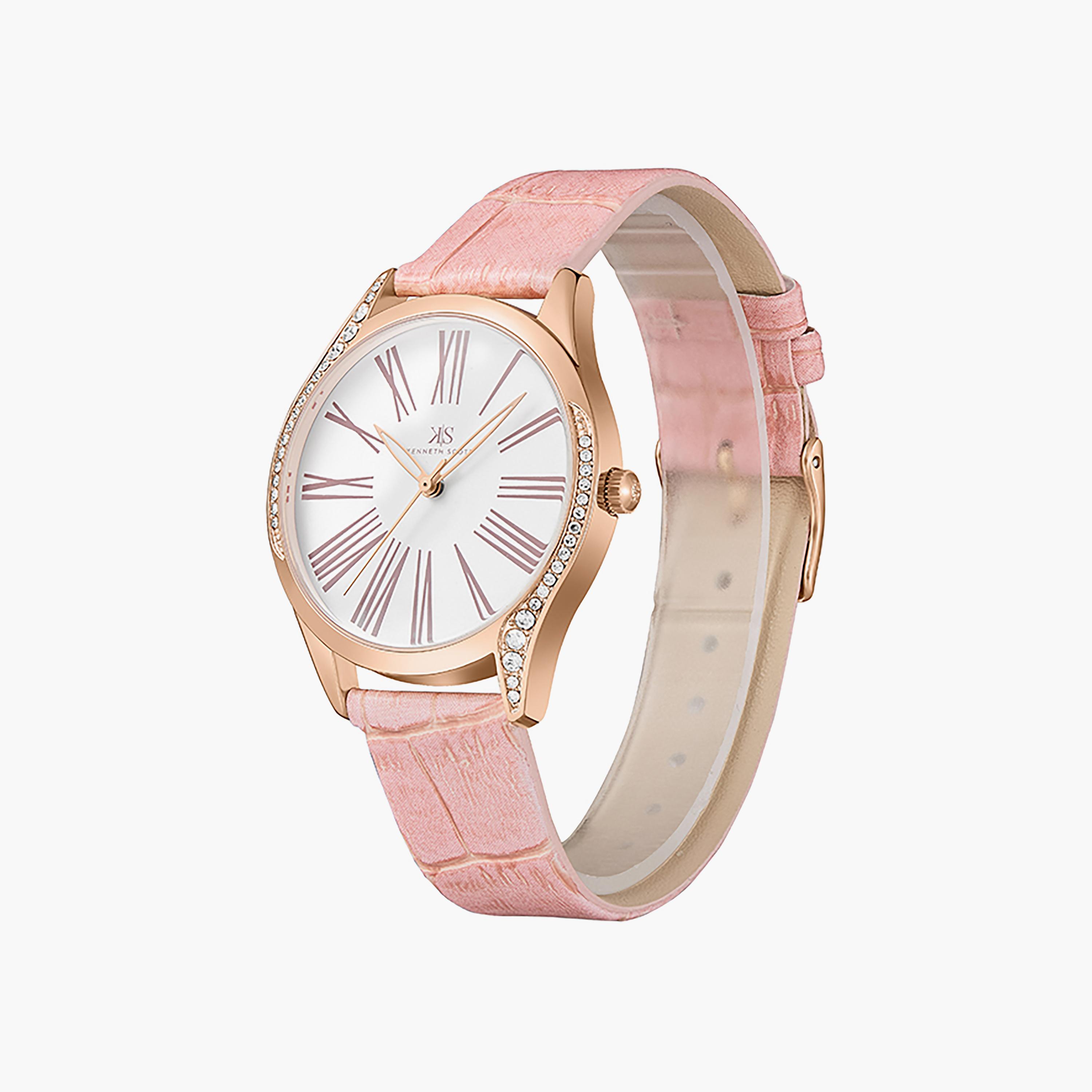 ساعة كينيث سكوت 36 ملم للنساء ذات انالوج من السيليكون باللون الوردي | K23534-RLES-women-watchesandjewellery-watches-image-2
