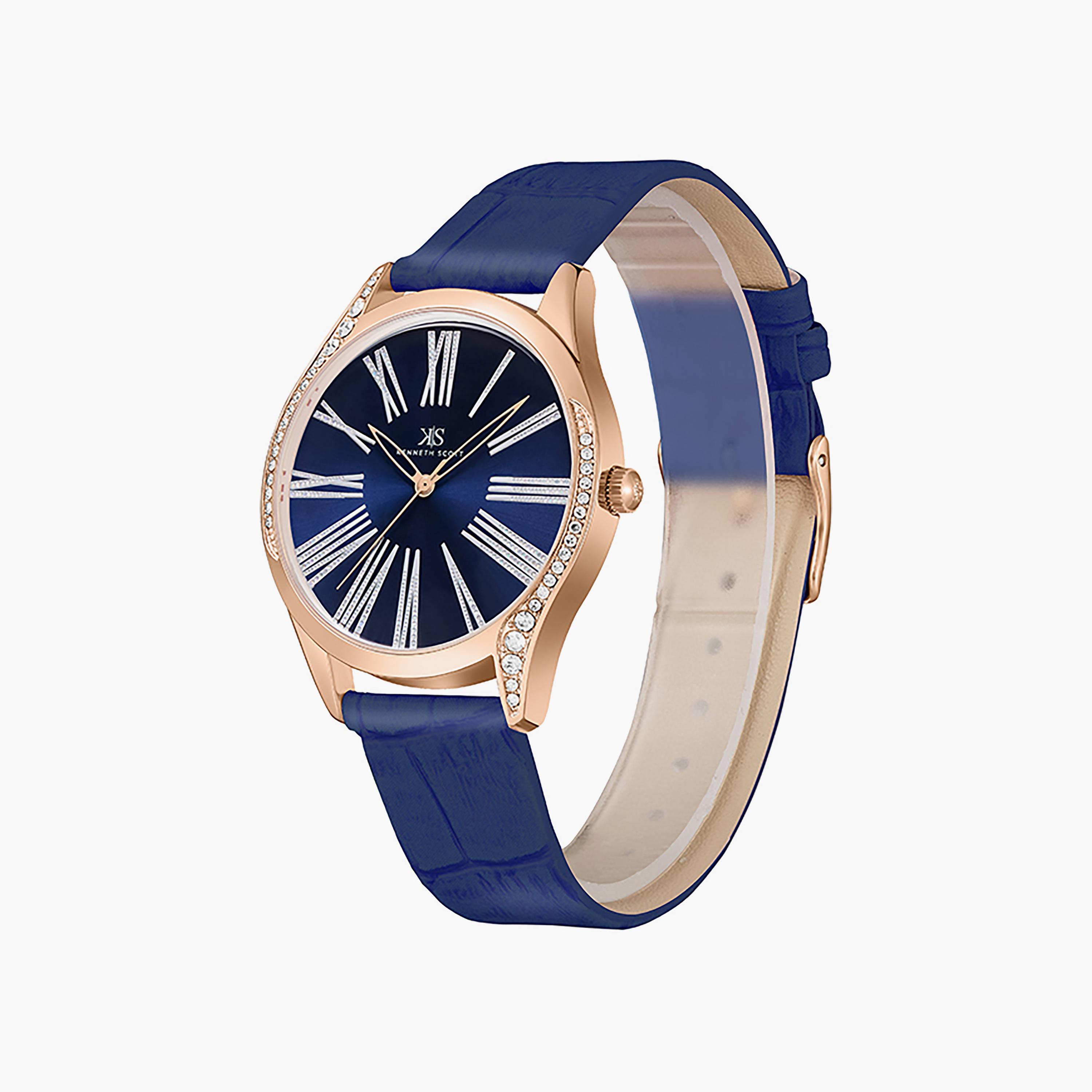 ساعة كينيث سكوت 36 ملم للنساء ذات انالوج من السيليكون باللون الكحلي | K23534-RLNN-women-watchesandjewellery-watches-image-2