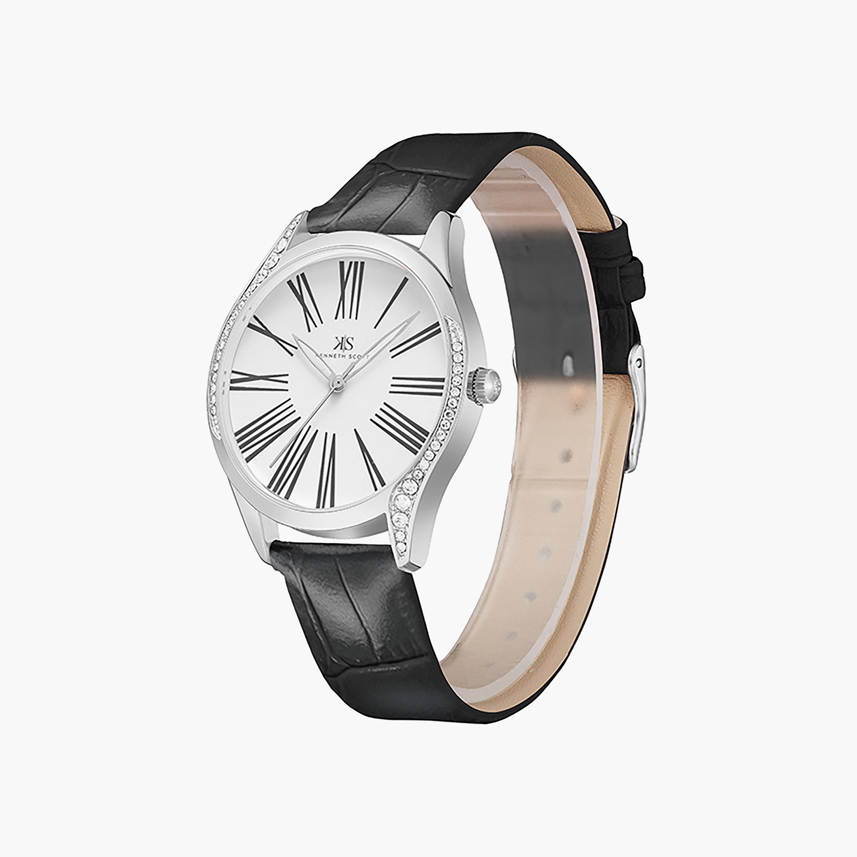 ساعة كينيث سكوت 36 ملم للنساء ذات انالوج من السيليكون باللون الاسود | K23534-SLBS-women-watchesandjewellery-watches-image-2