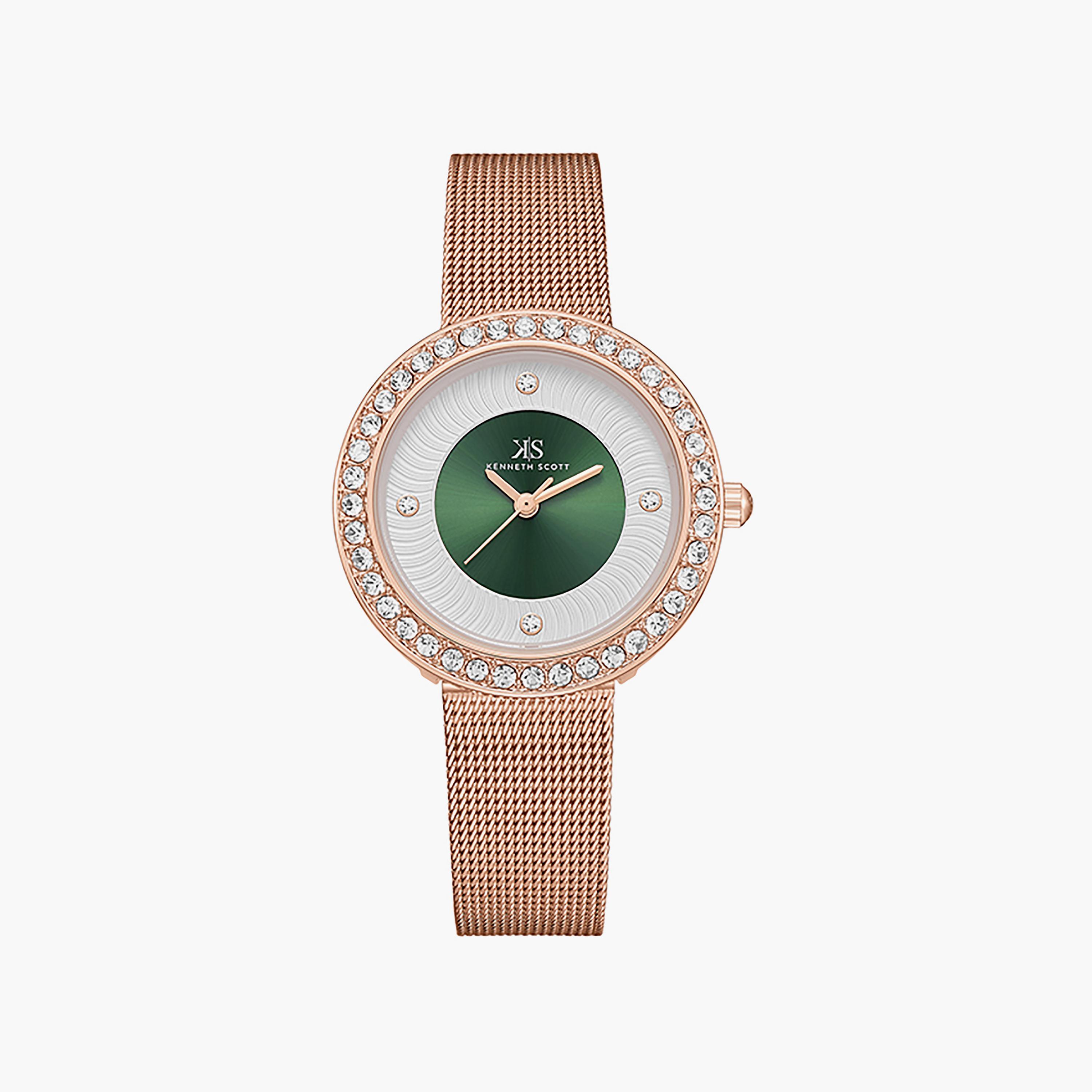 ساعة أنالوج ذھبية وردية ذات ستانلس ستيل مع 32 ملم من كينيث سكوت للنساء | K23535-RMKG-women-watchesandjewellery-watches-image-4