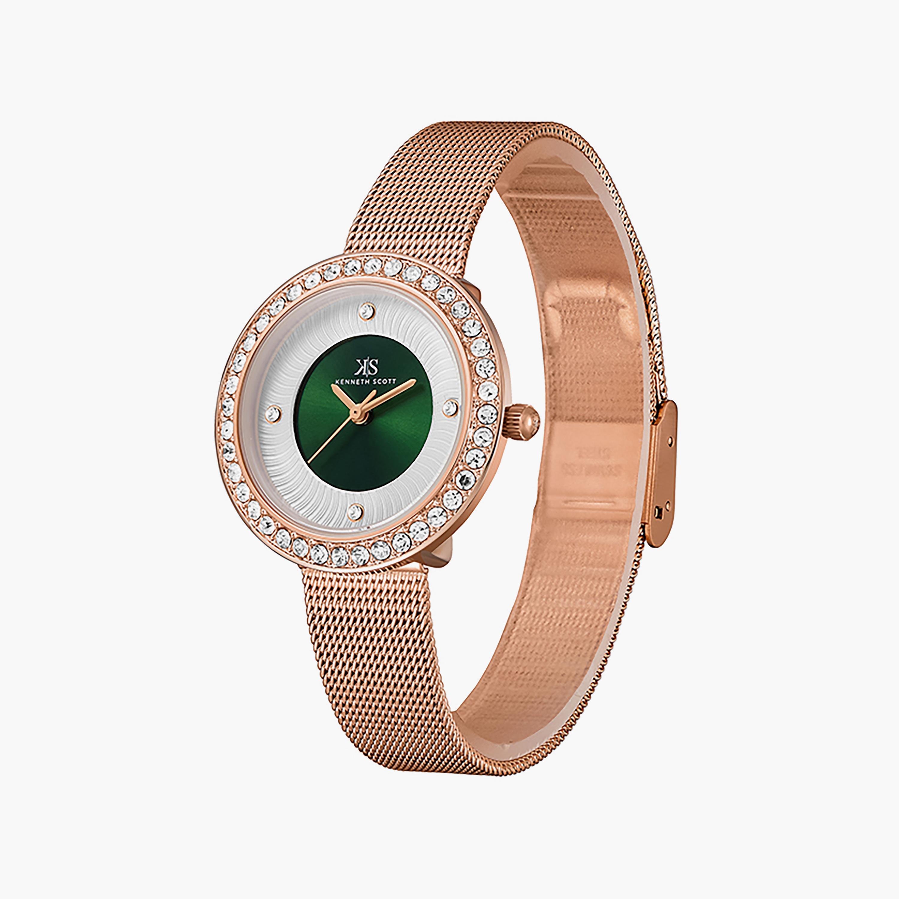ساعة أنالوج ذھبية وردية ذات ستانلس ستيل مع 32 ملم من كينيث سكوت للنساء | K23535-RMKG-women-watchesandjewellery-watches-image-3
