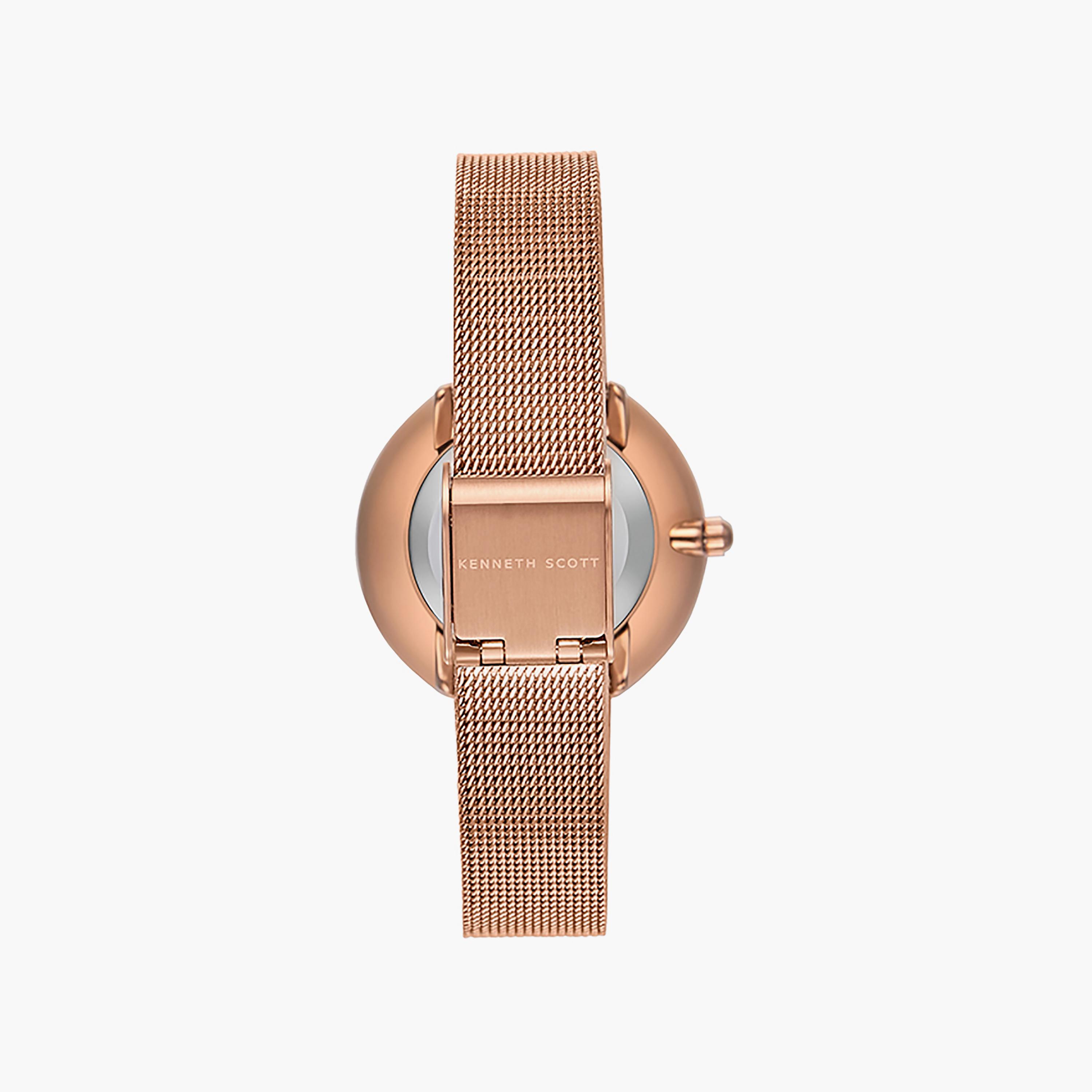 ساعة أنالوج ذھبية وردية ذات ستانلس ستيل مع 32 ملم من كينيث سكوت للنساء | K23535-RMKG-women-watchesandjewellery-watches-image-2