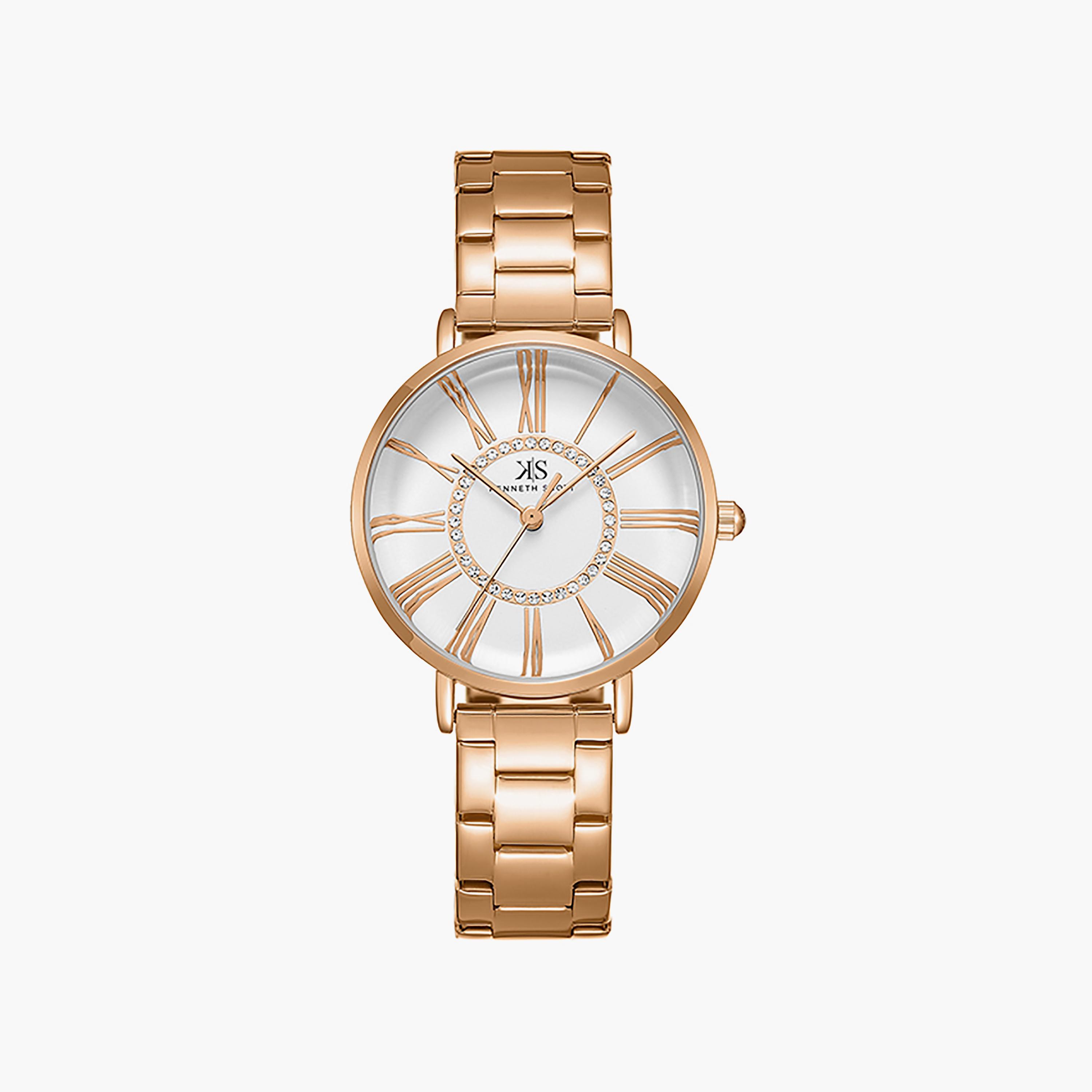 Kenneth Scott Women's 33 MM Rose Gold Analog Stainless Steel Watch | K23536-RBKW-women-watchesandjewellery-watches-image-1