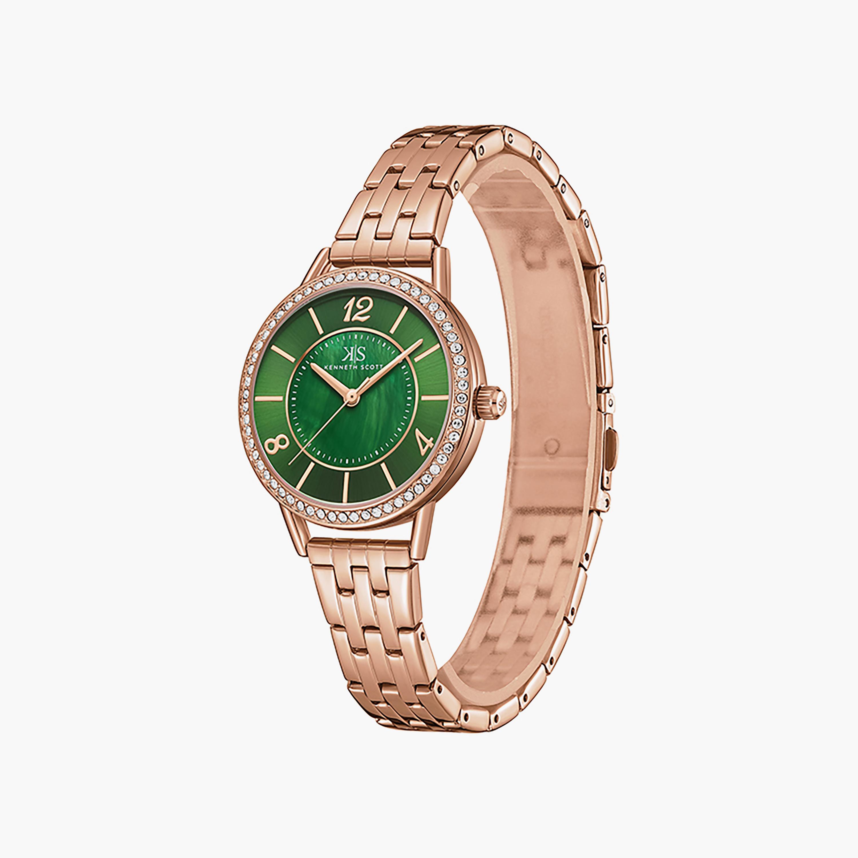 Kenneth Scott Women's 32 MM Rose Gold Analog Stainless Steel Watch | K23537-RBKMG-women-watchesandjewellery-watches-image-2