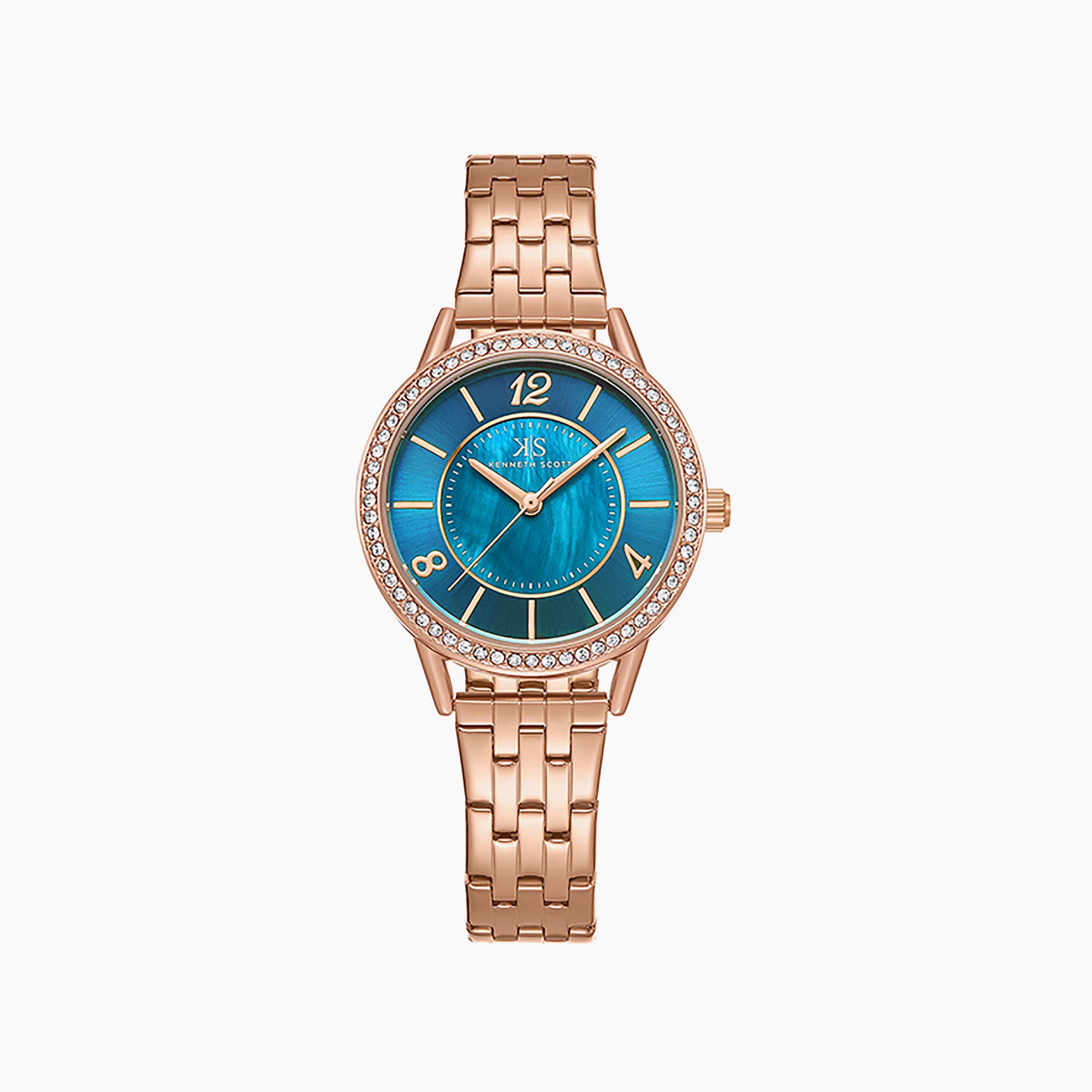 Kenneth Scott Women's 32 MM Rose Gold Analog Stainless Steel Watch | K23537-RBKMN-women-watchesandjewellery-watches-image-1