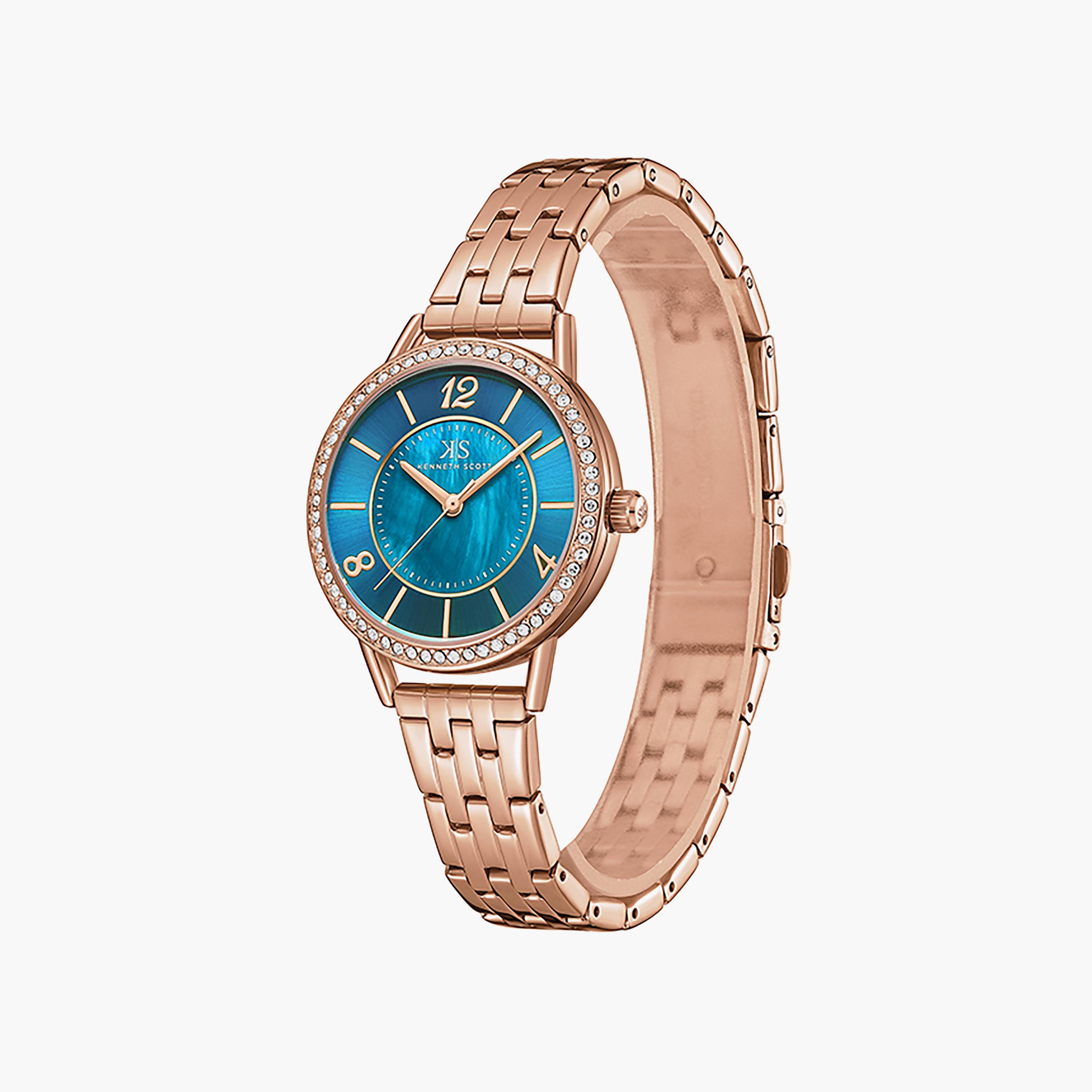 Kenneth Scott Women's 32 MM Rose Gold Analog Stainless Steel Watch | K23537-RBKMN-women-watchesandjewellery-watches-image-2